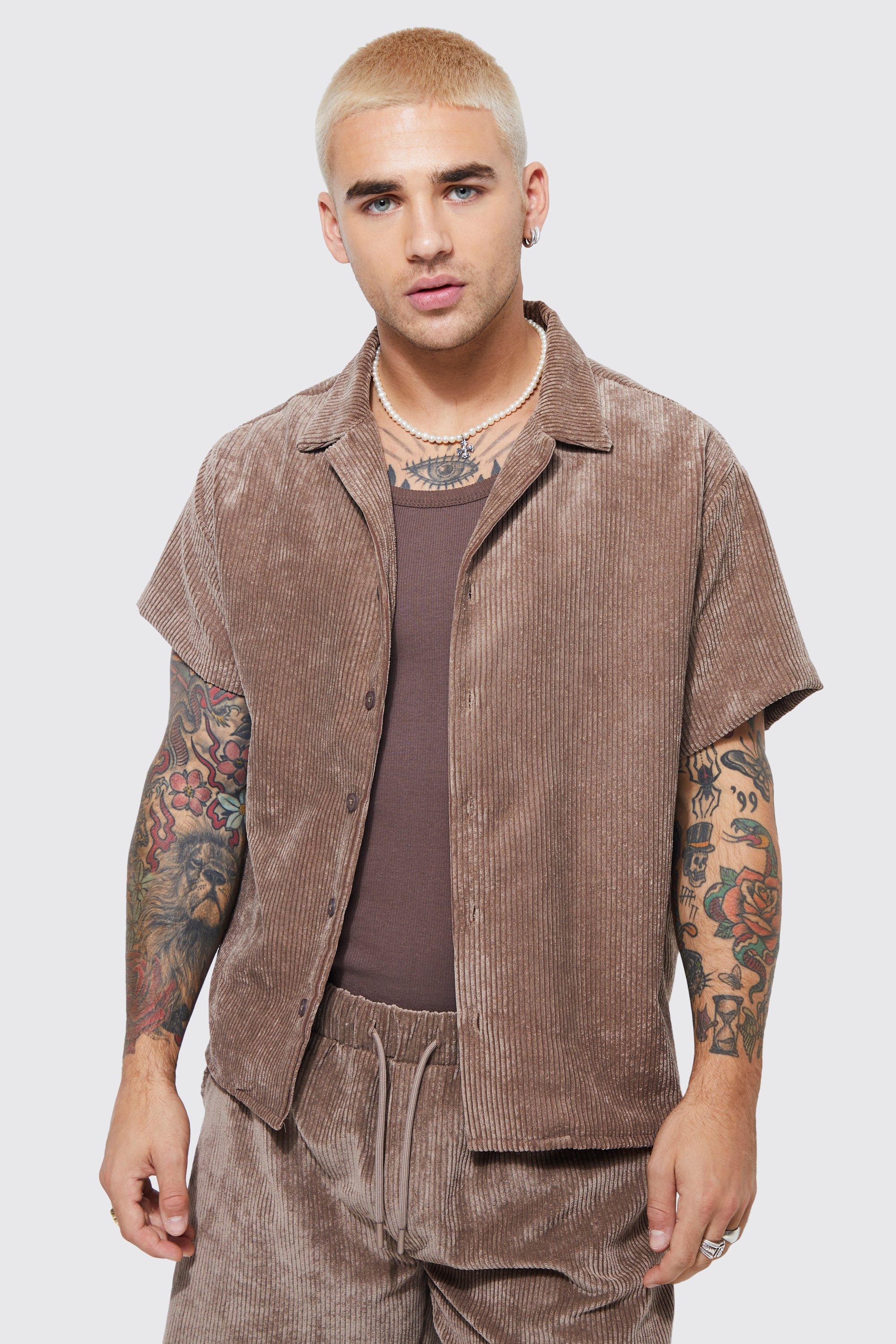 Stone Boxy Fit Cord Shirt