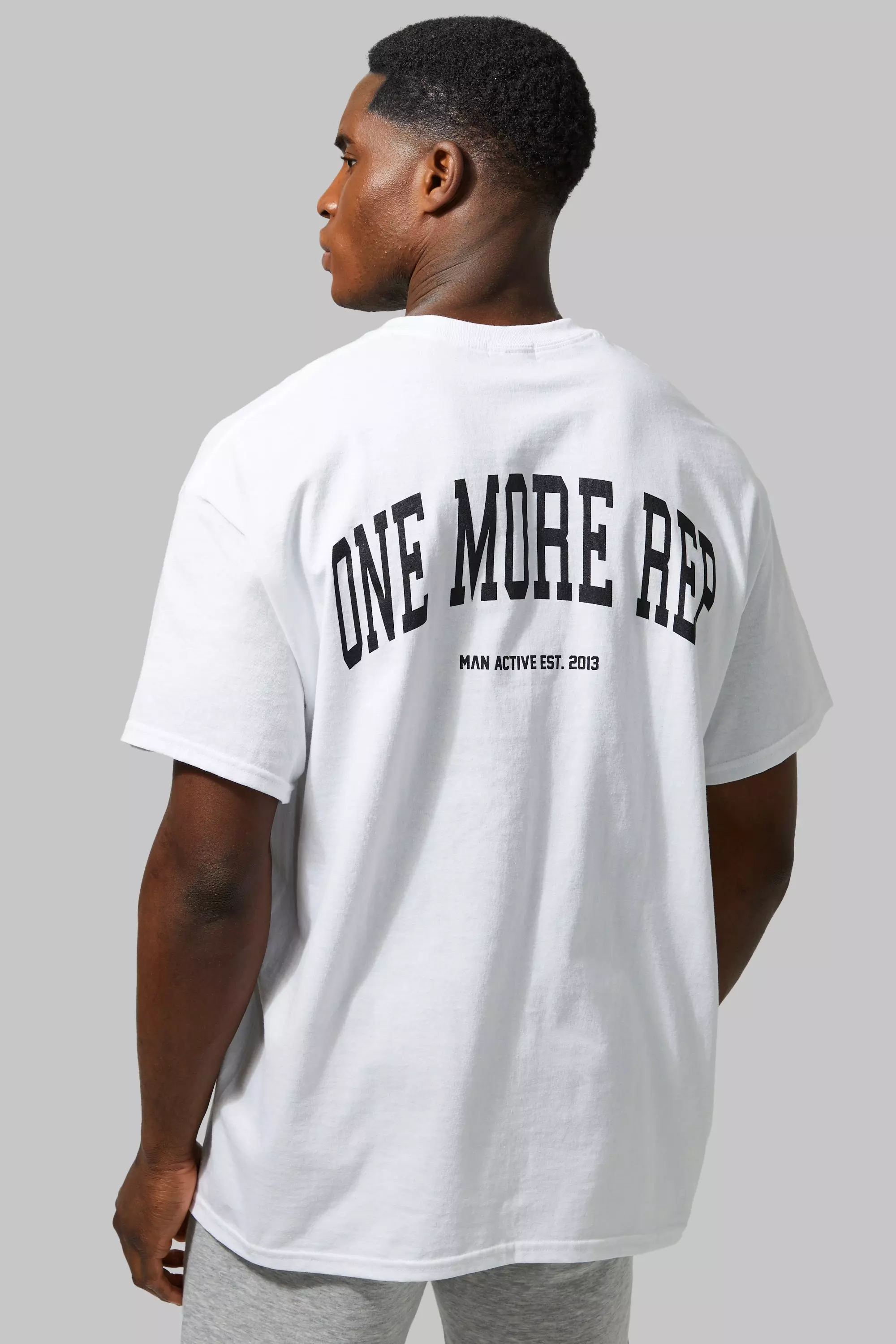 MAN ACTIVE GYM OVERSIZED ONE MORE REP T-SHIRT White