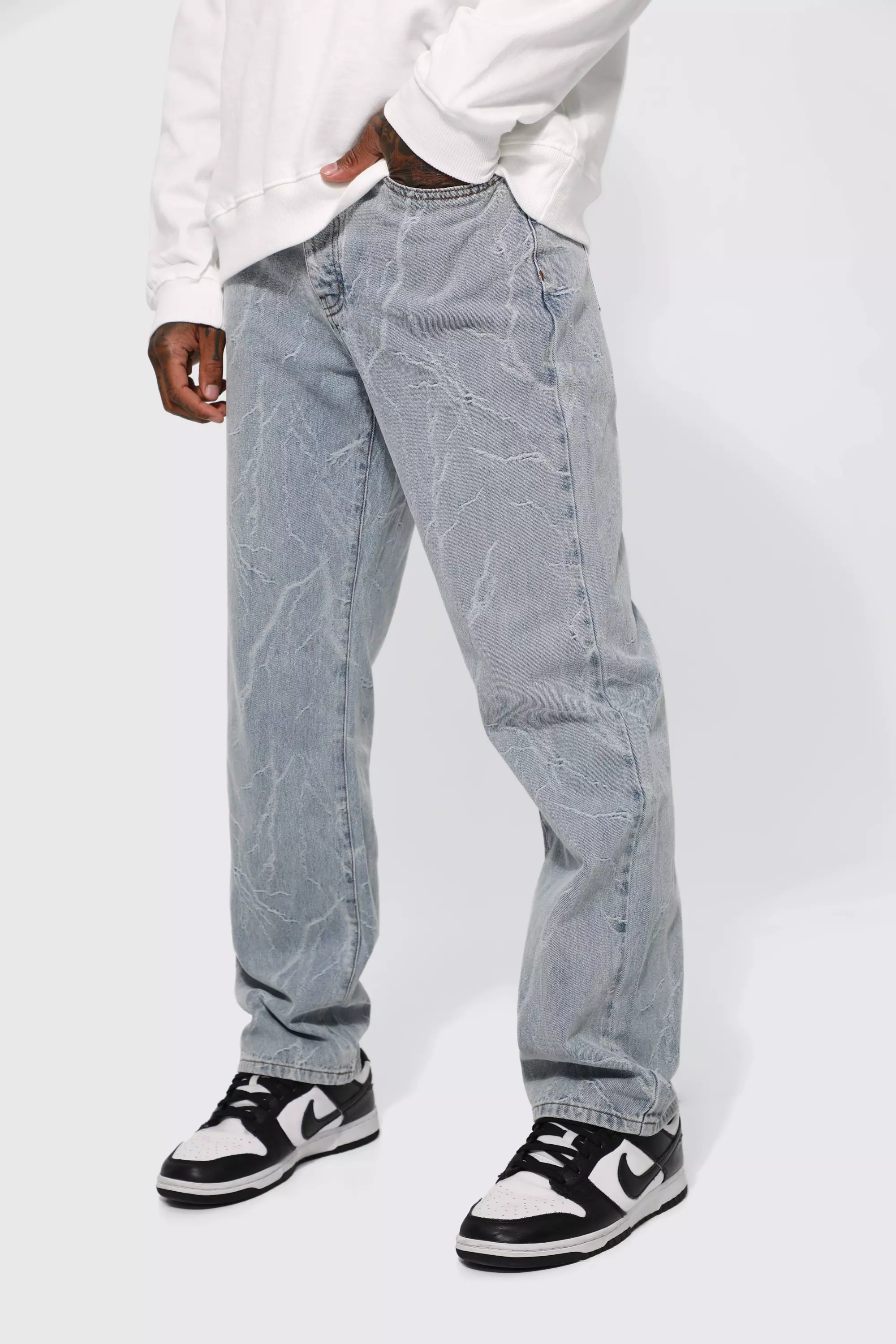 Relaxed Fit Lightning Jacquard Jeans Ice blue