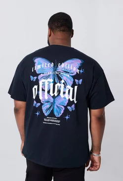 Plus Official Butterfly Back Print T-shirt Black