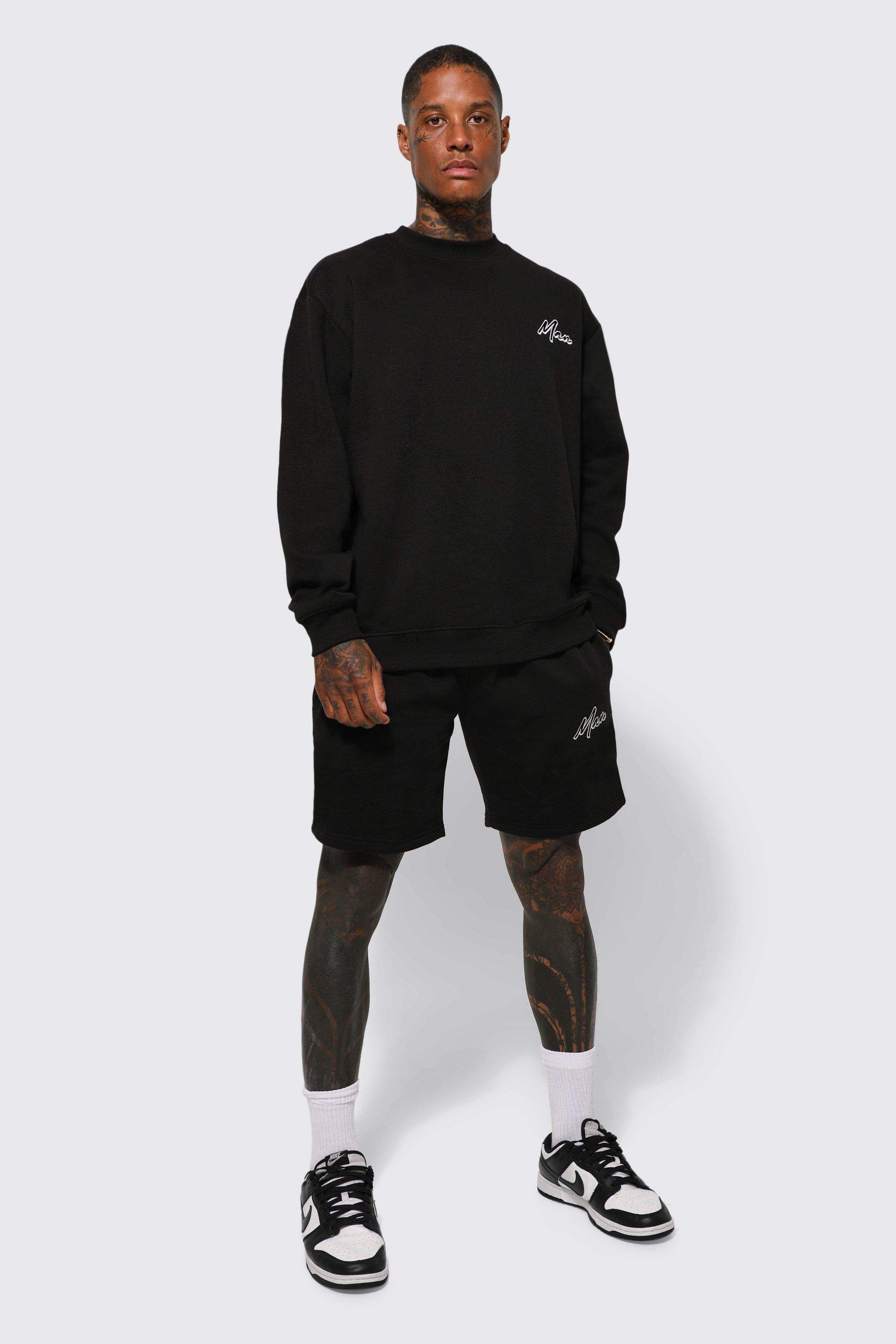 Lightweight Man Oversized Sweatshirt Short Tracksuit boohooMAN USA