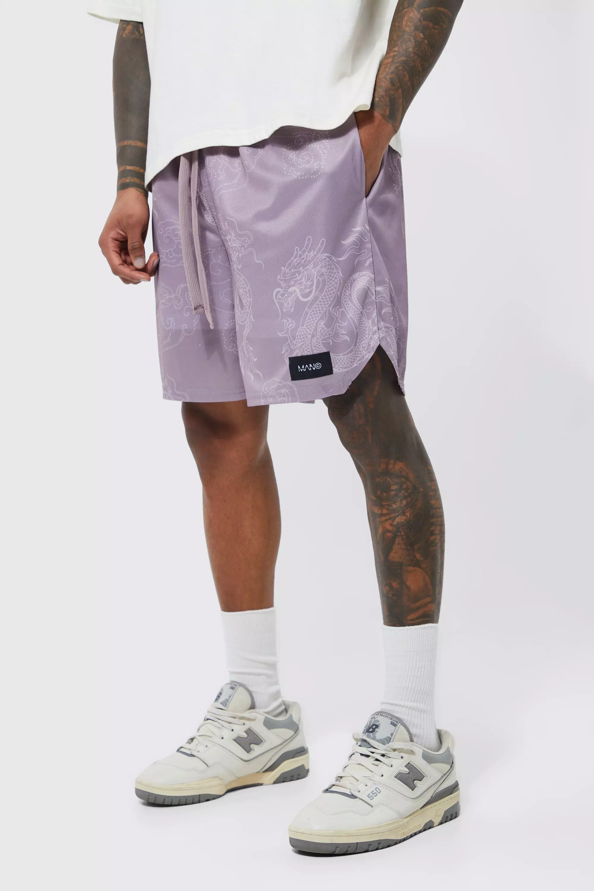 Baggy Mesh Nfl Raiders Shorts Met Gestreepte Zoom | boohooMAN