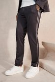 Black Skinny Dogstooth Side Piping Suit Pants