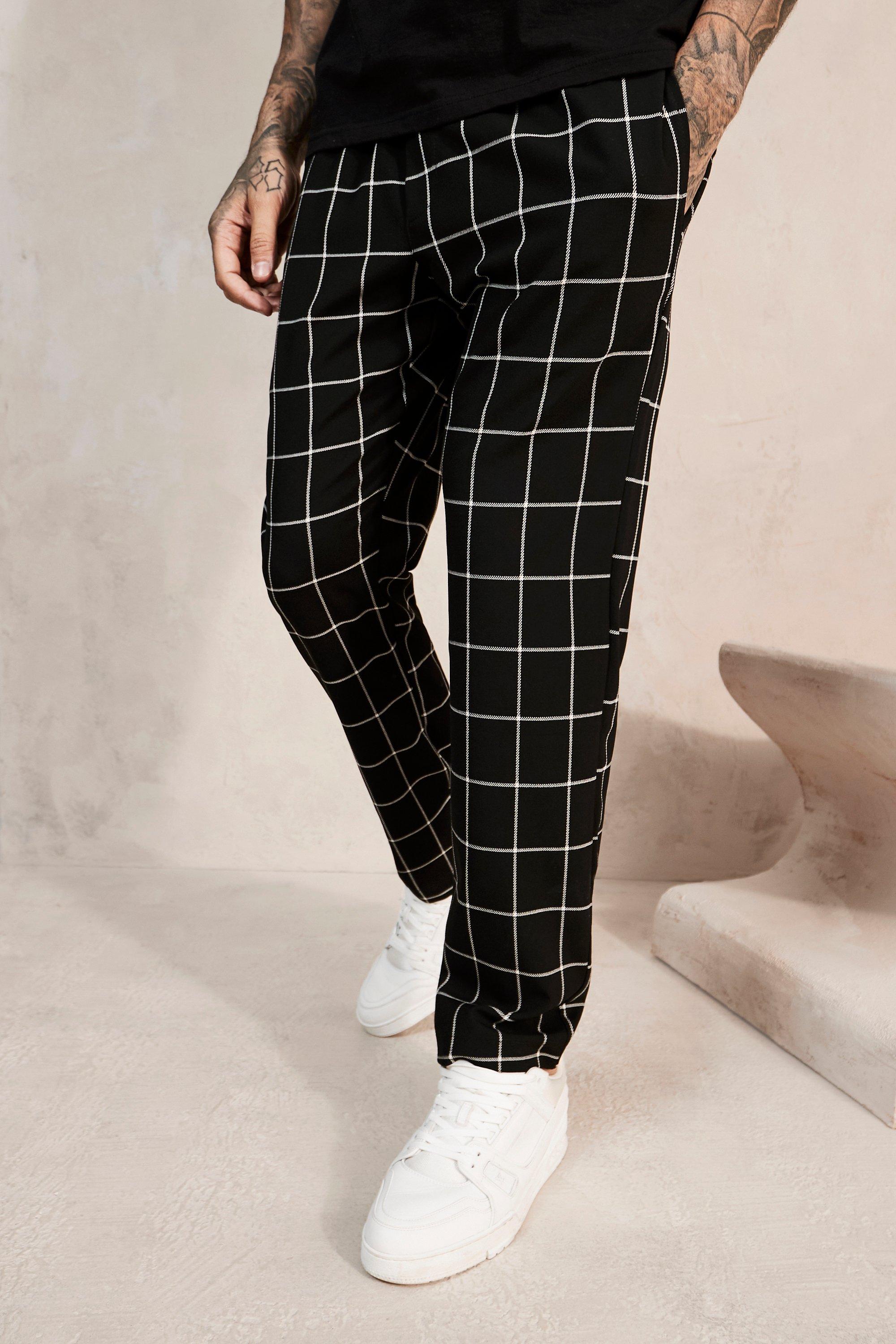 Checkered Pattern Pants, Black and White Checkered Joggers With Pockets,  Checkers, Gym Pants, Sweatpants Men's Joggers 