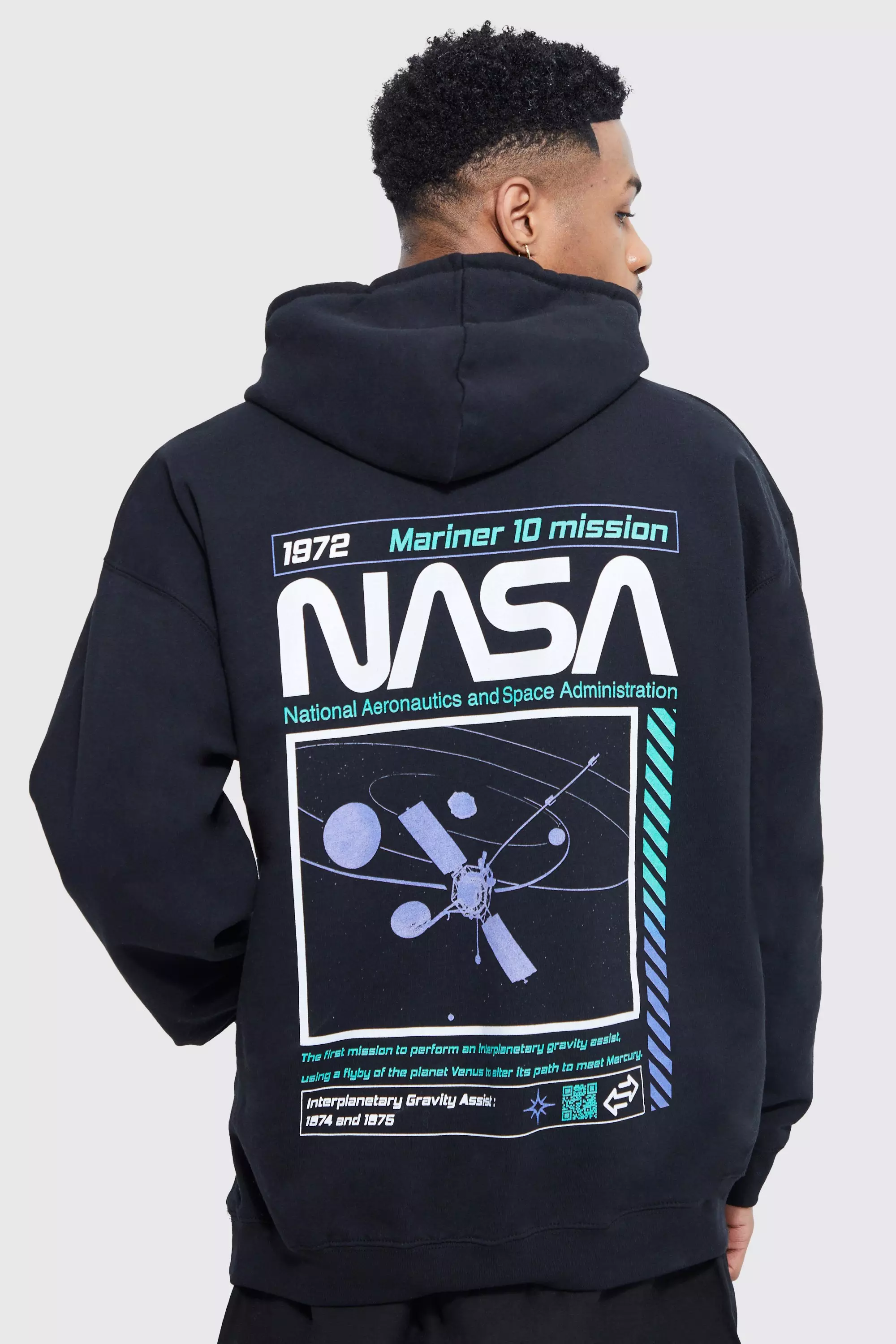 Oversized Nasa Back Graphic Hoodie boohooMAN UK