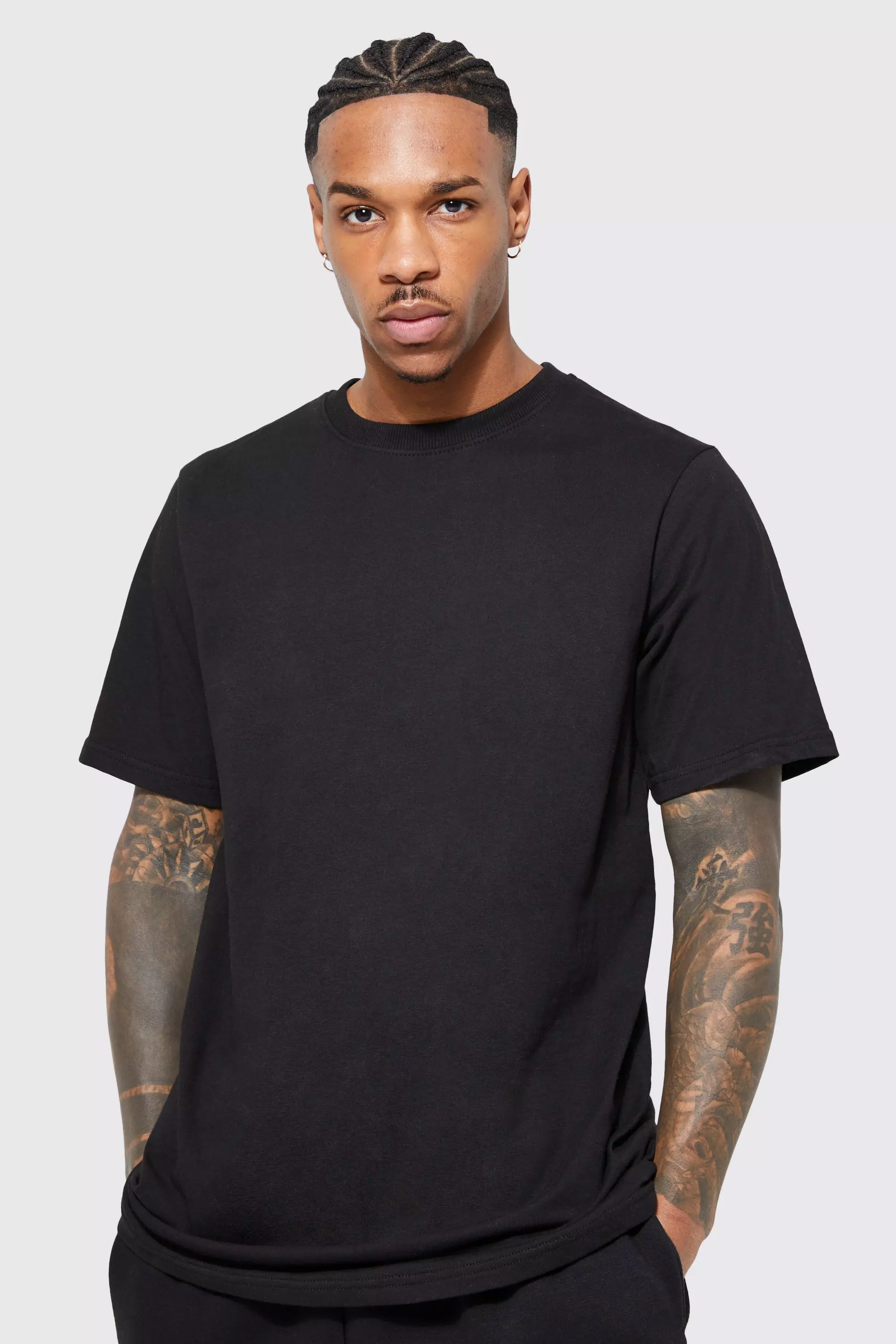 Black Longline Crew Neck T-shirt