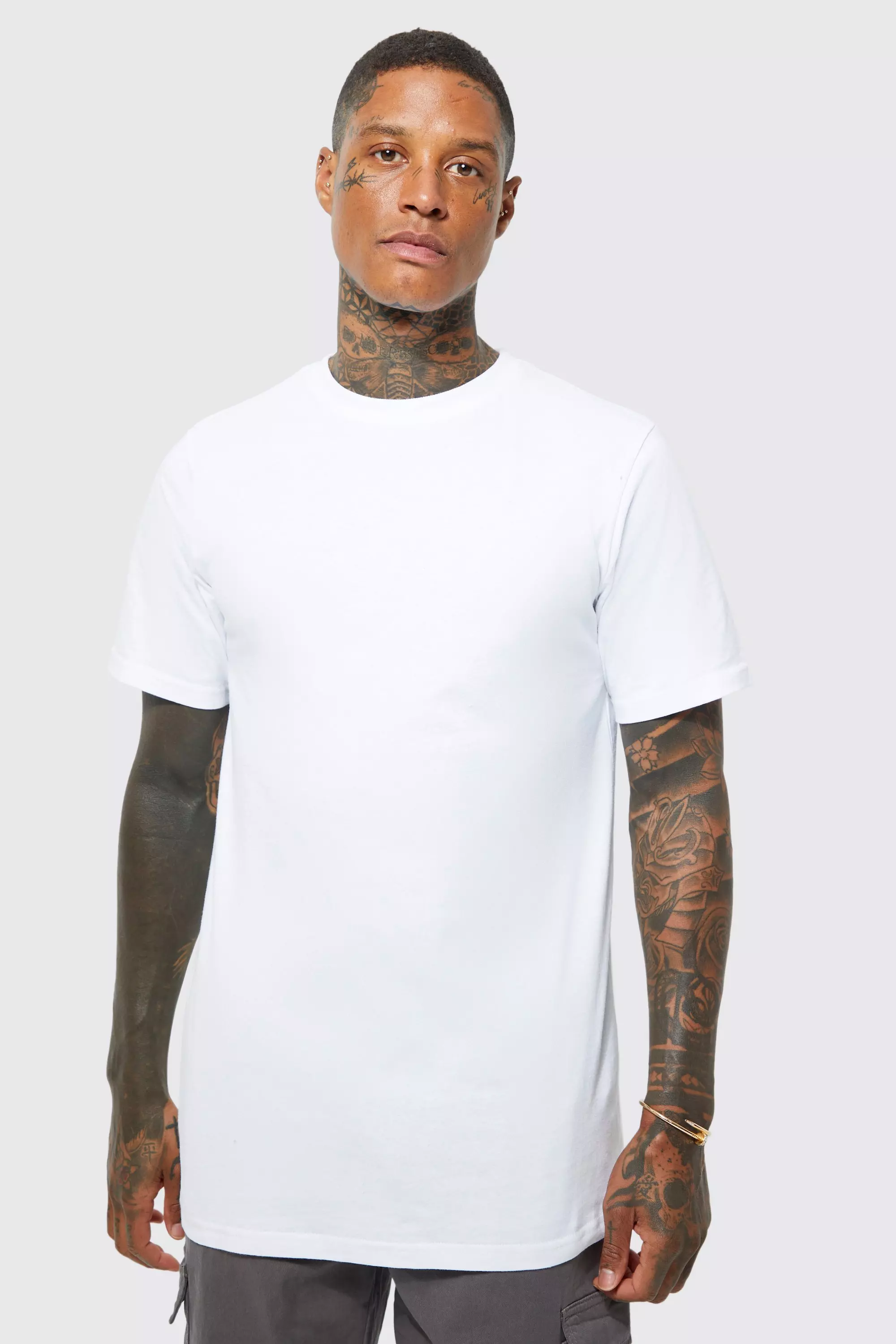 Longline Crew Neck T-shirt White