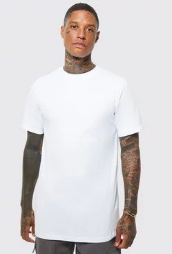 White Longline Crew Neck T-shirt