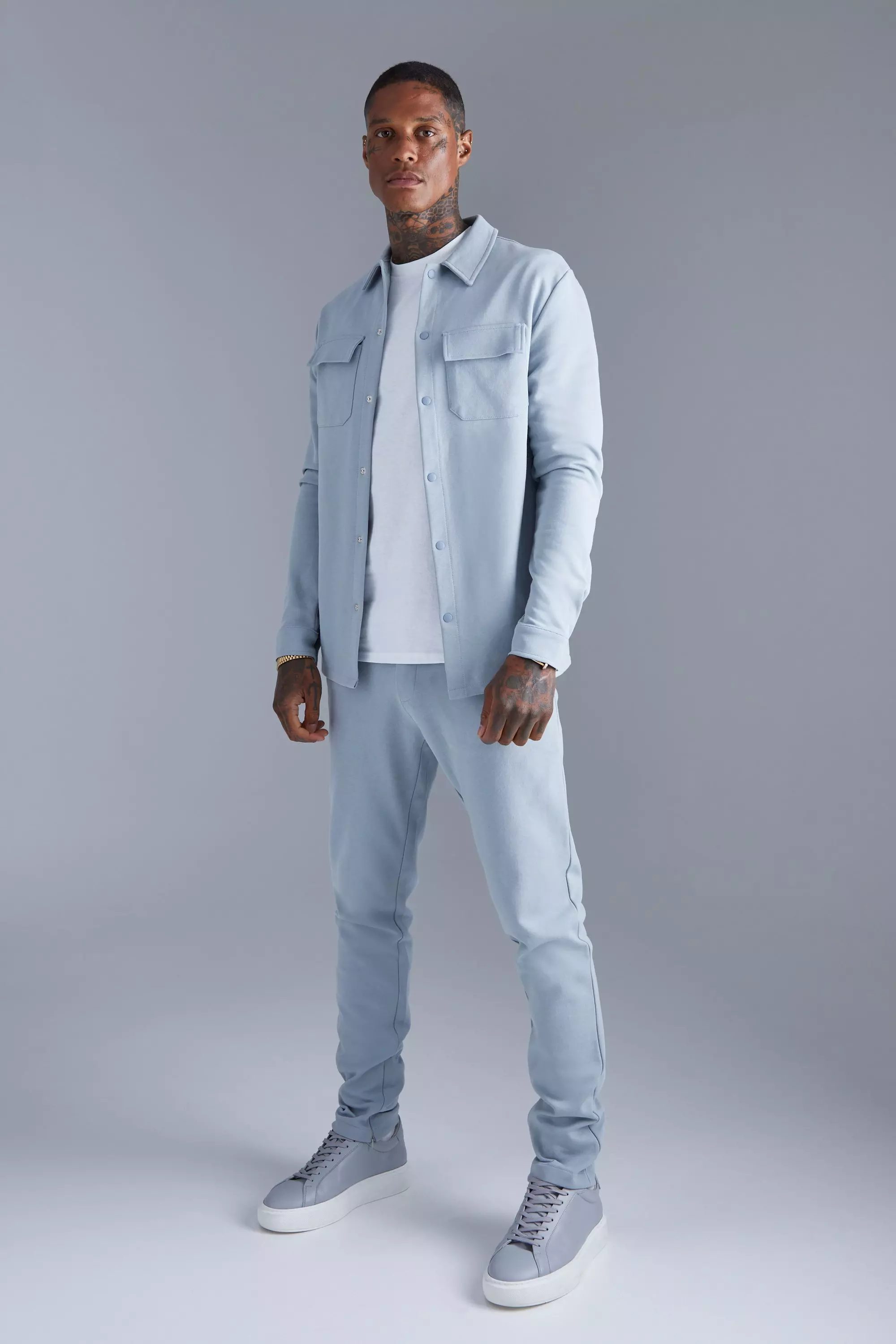 Ensemble avec chemise en jersey et jogging boohooMAN FR