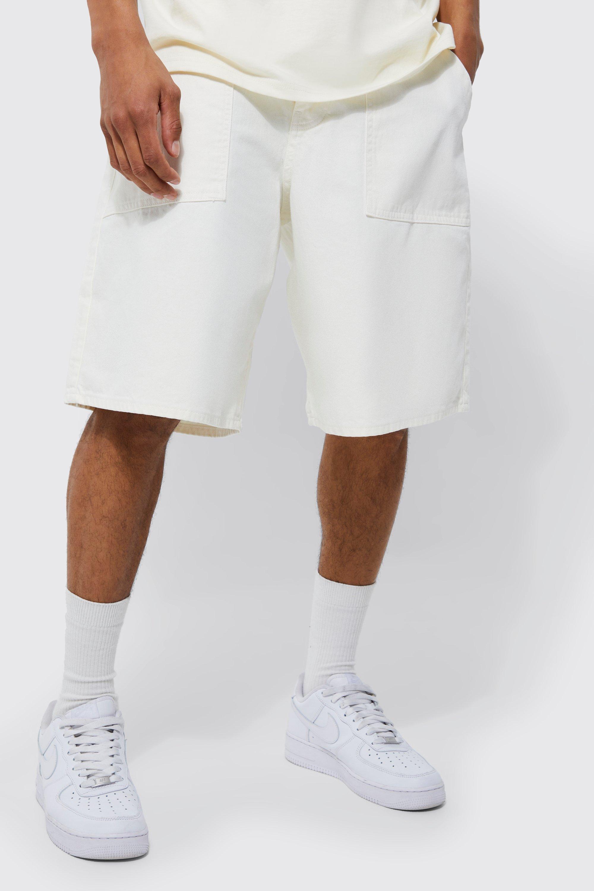 Ecru Parachute Fit Jean Shorts