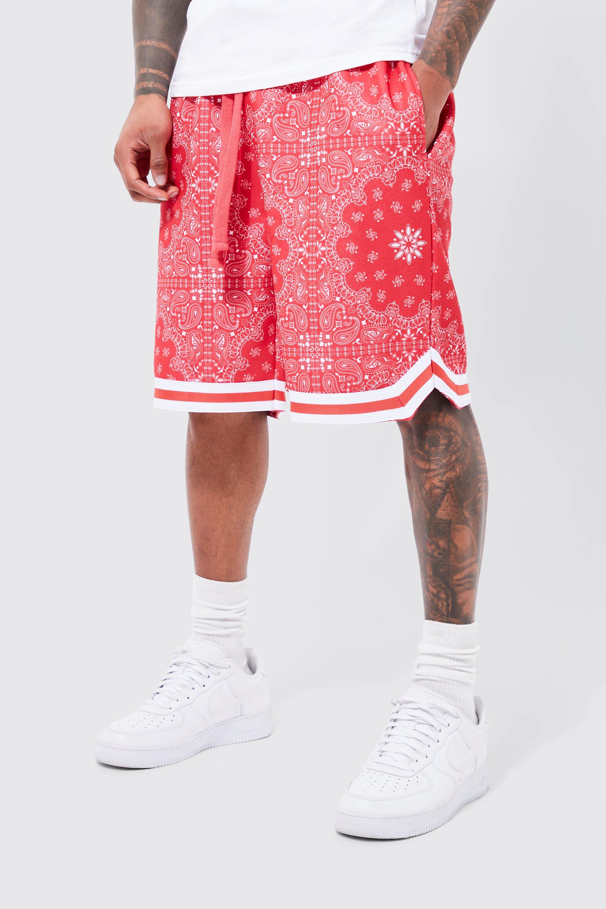 boohooMAN Men's Loose Bandana Print Basketball Sweat Shorts