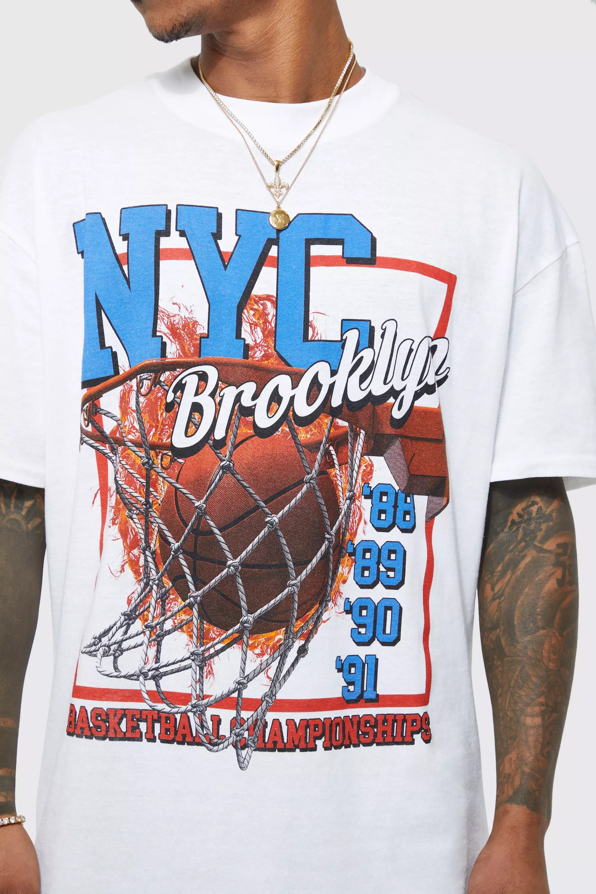 T-shirt oversize à imprimé basketball, White autre image
