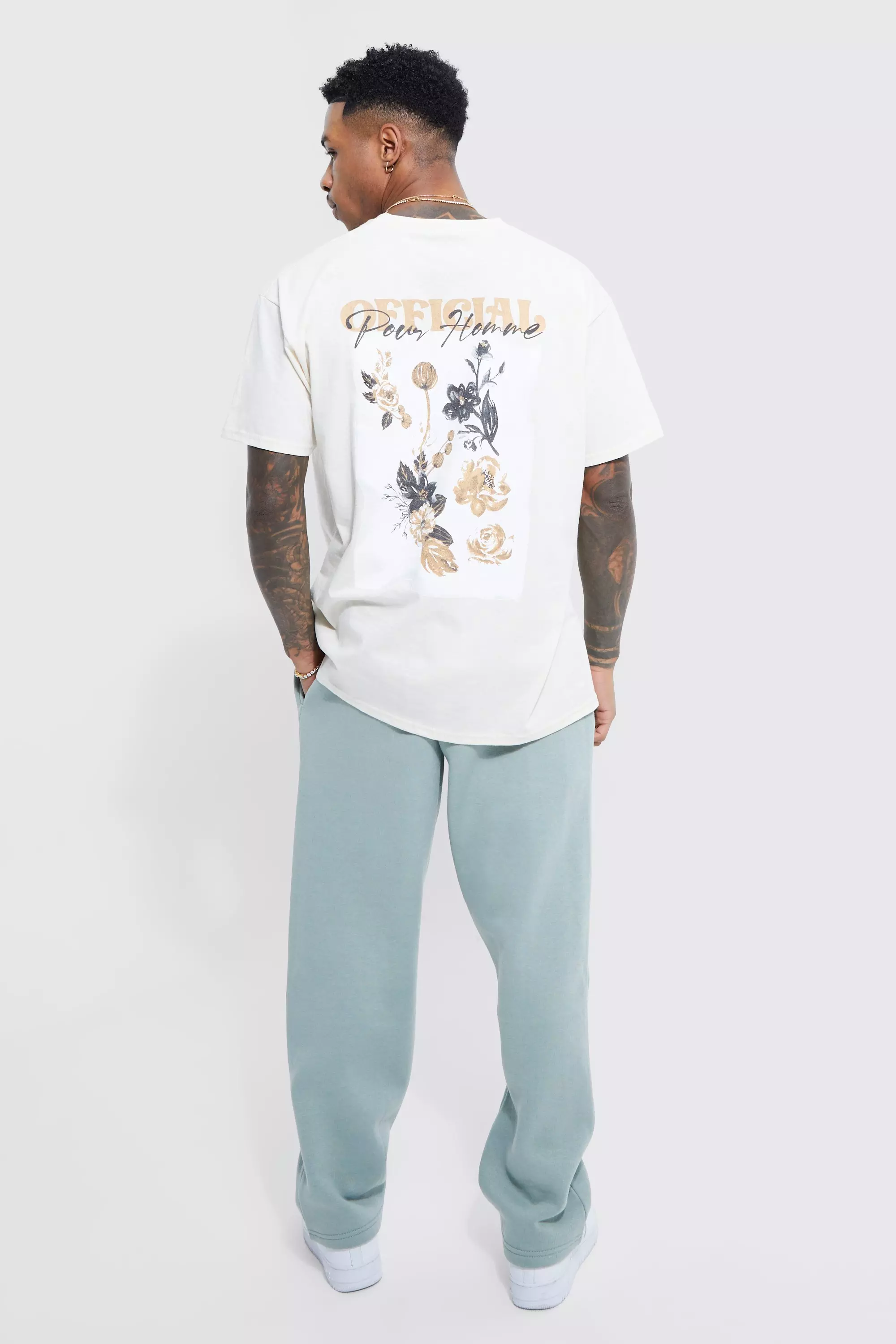 Ecru Oversized Floral Graphic T-shirt alternative image