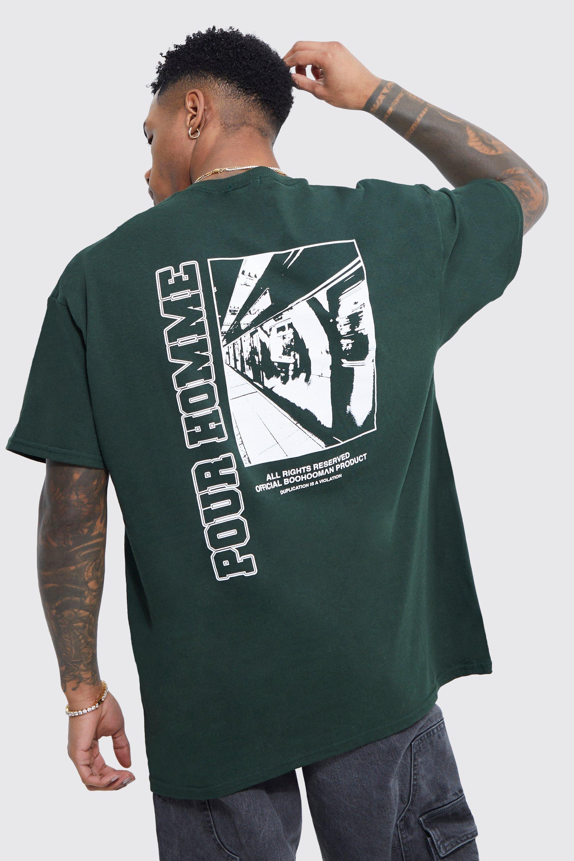 boohooMAN Oversized Pour Homme Graphic T-Shirt - Green - Size Xs