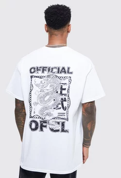 White Oversized Dragon Graphic T-shirt