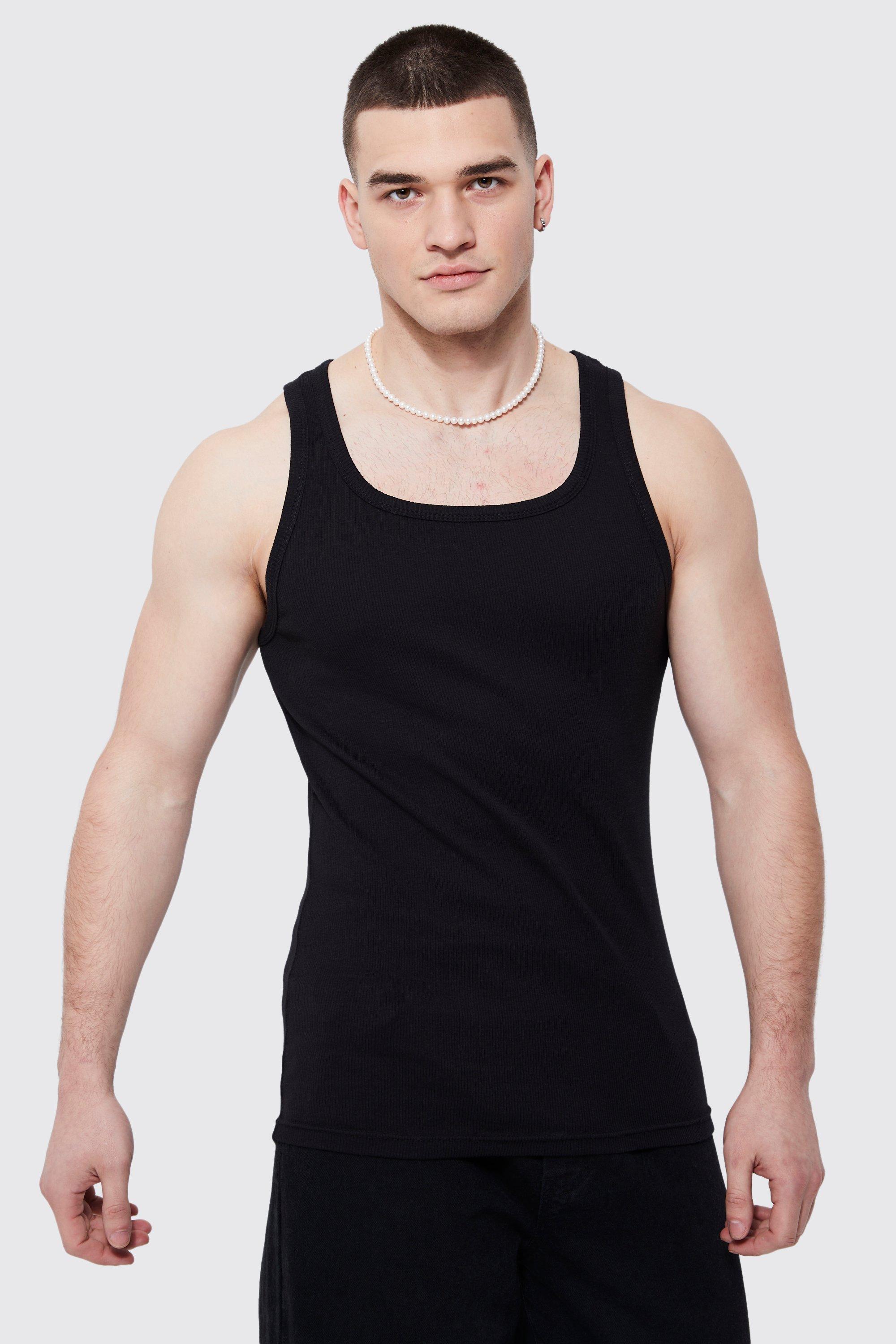 Tall Slim Square Neck Ribbed Vest