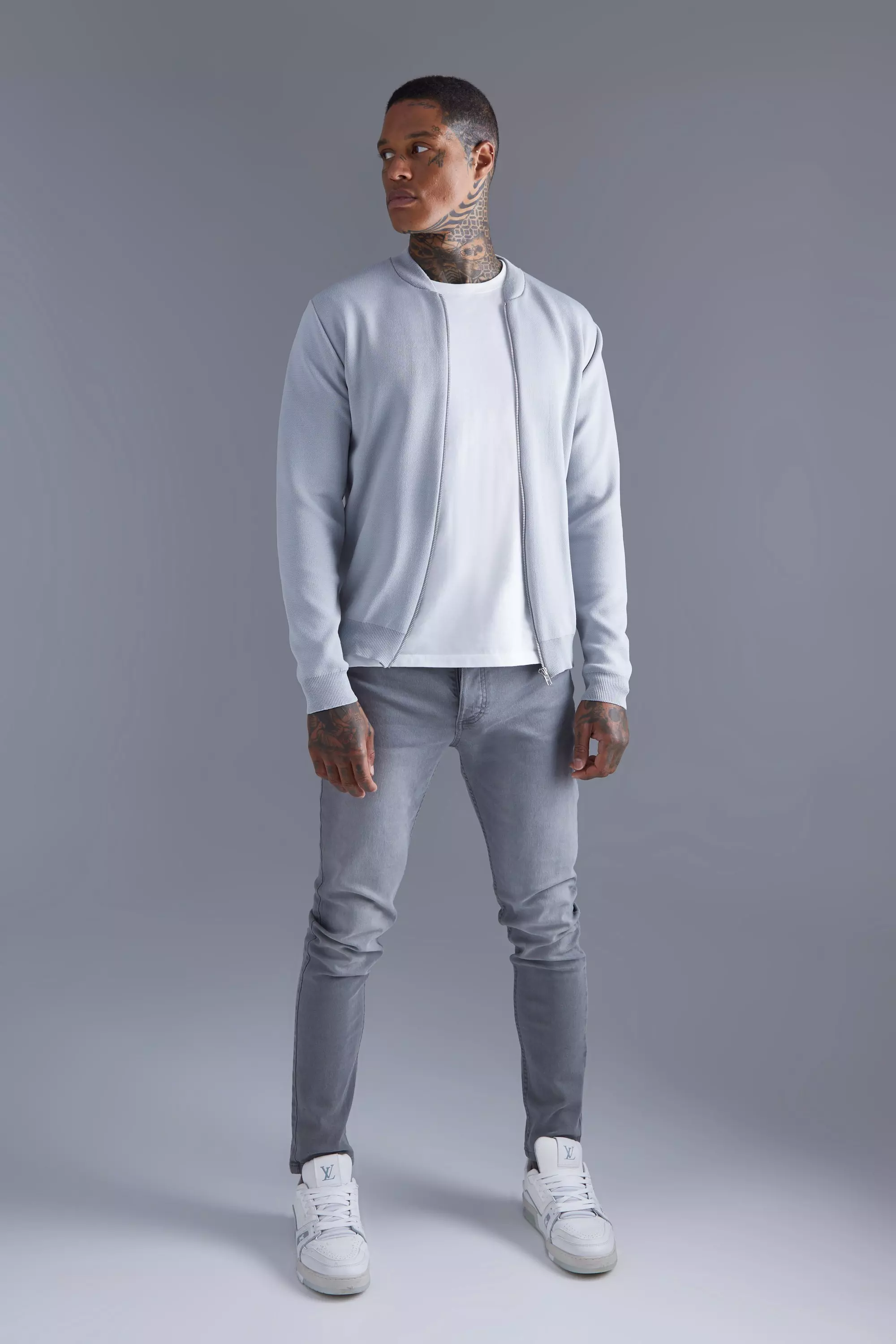 BoohooMAN Men s Smart Knitted Bomber Jacket