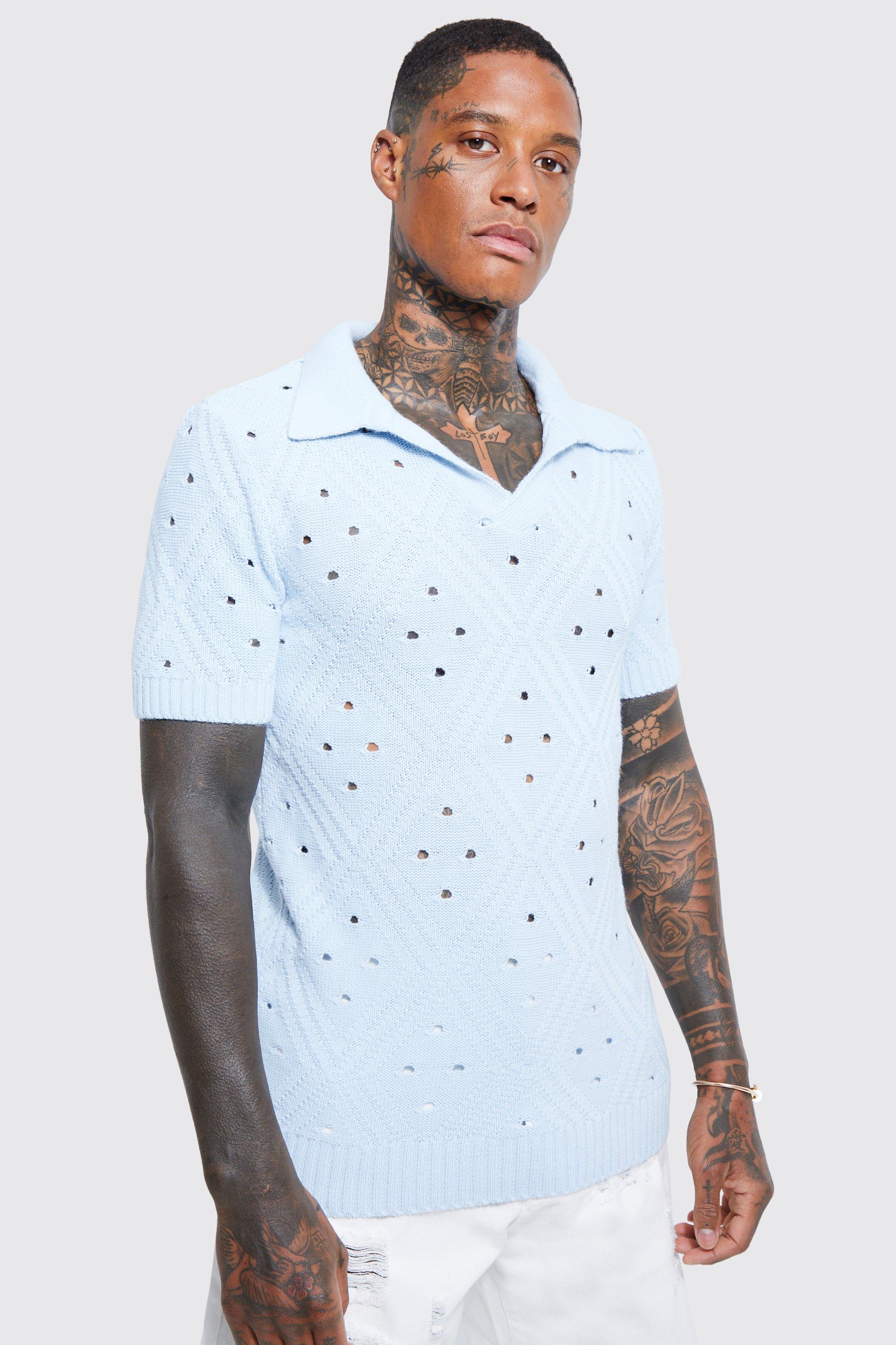 boohooMAN Regular Long Sleeve Polo - Blue - Size XS