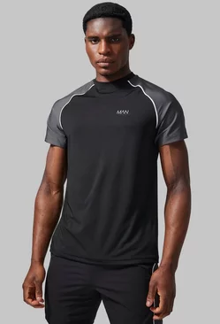 Black Man Active Colour Block Performance T-shirt