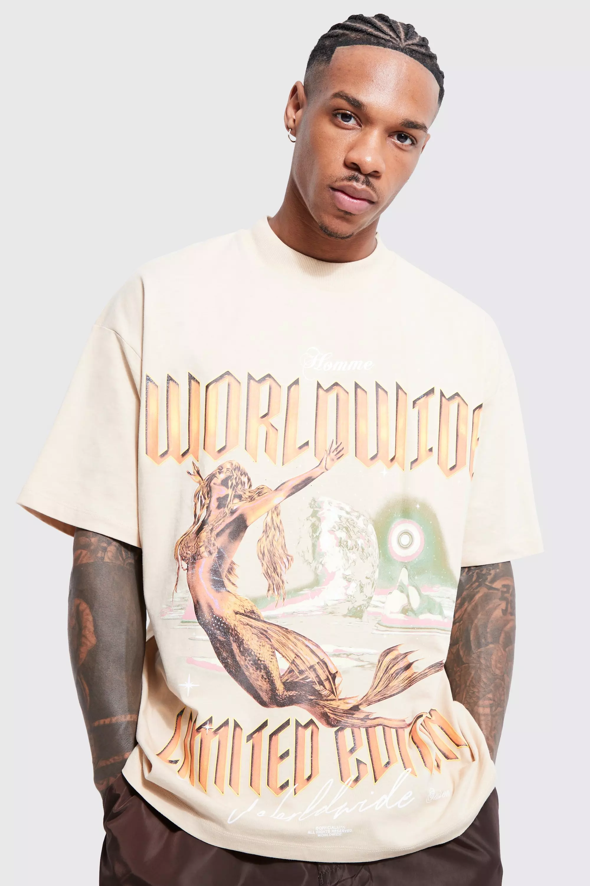 Oversize Worldwide T-Shirt mit Print, Stone alternatives Bild