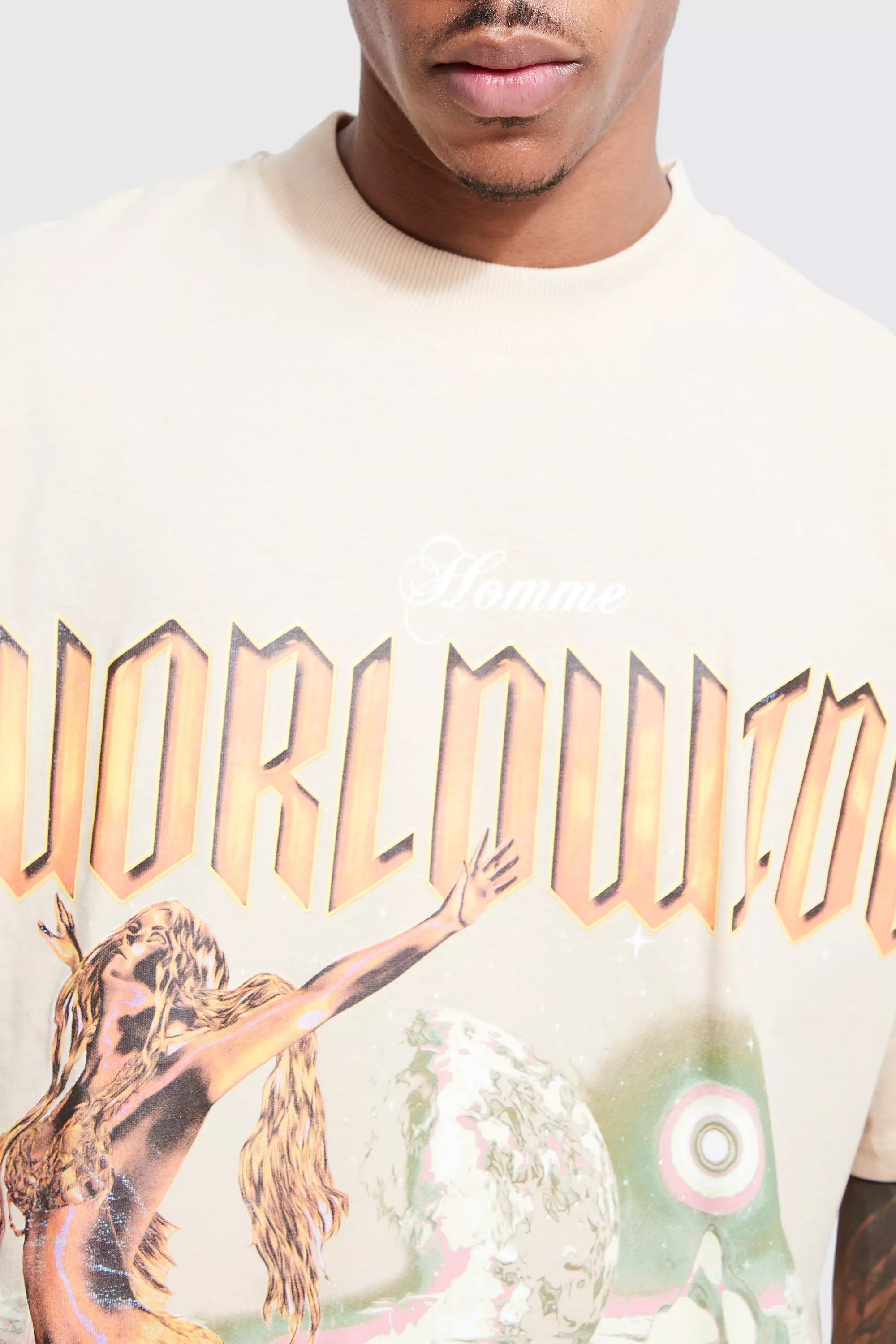 Oversize Worldwide T-Shirt mit Print, Stone alternatives Bild