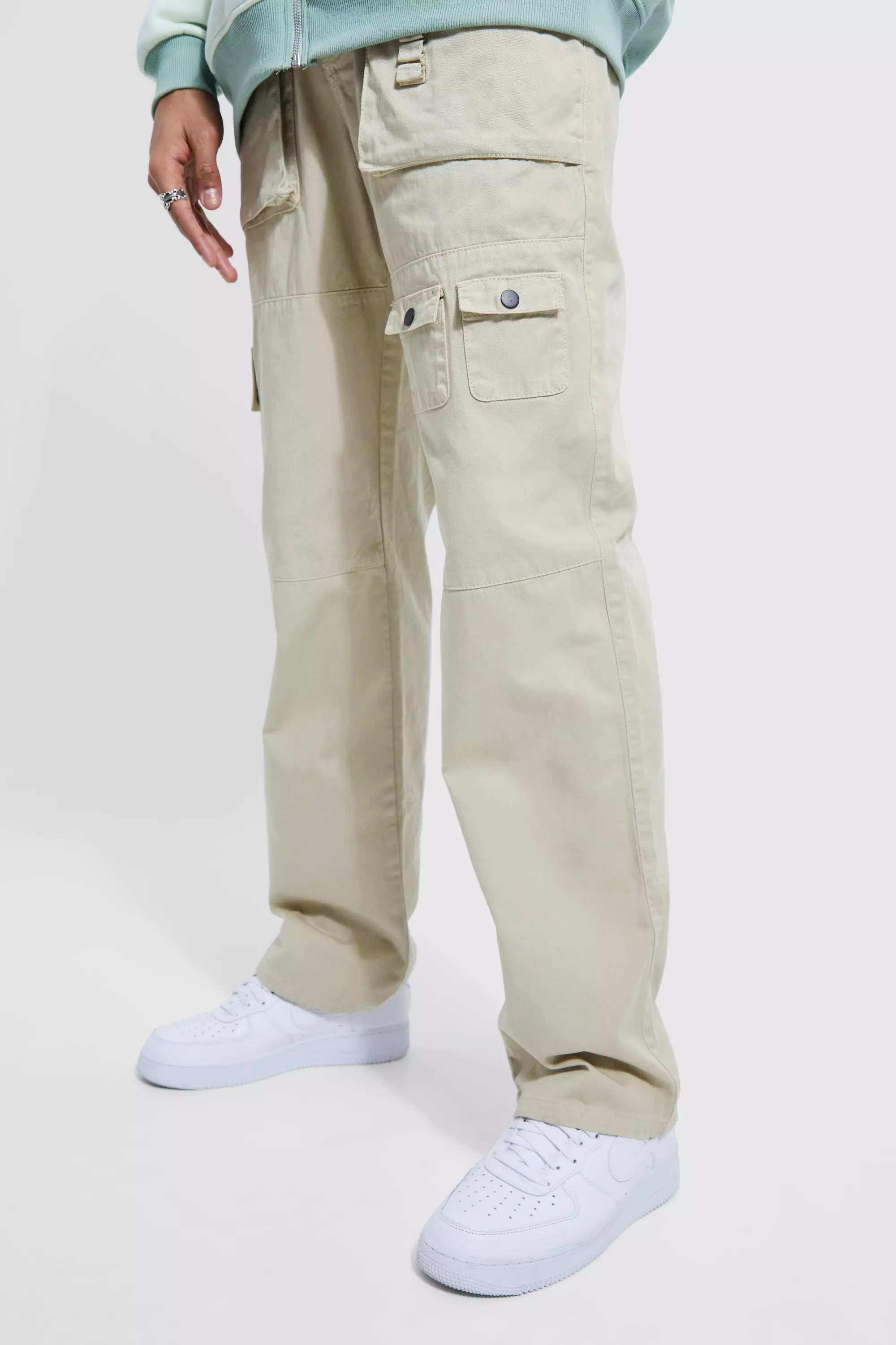 Stone Beige Tall Relaxed Fit Multi Pocket Cargo Pants