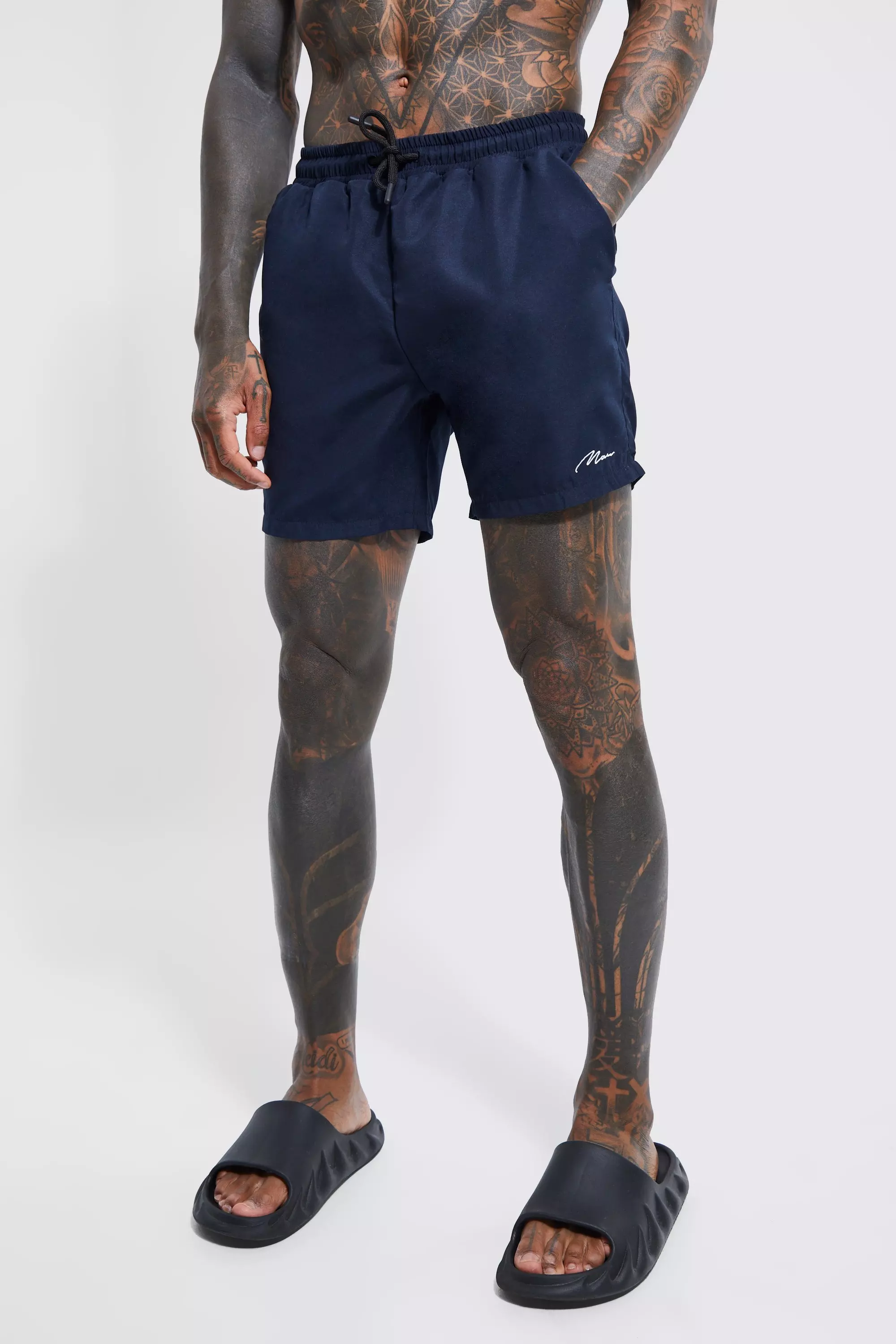 Man Signature Mid Length Swim Trunks Navy