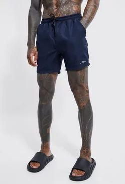 Navy Man Signature Mid Length Swim Trunks