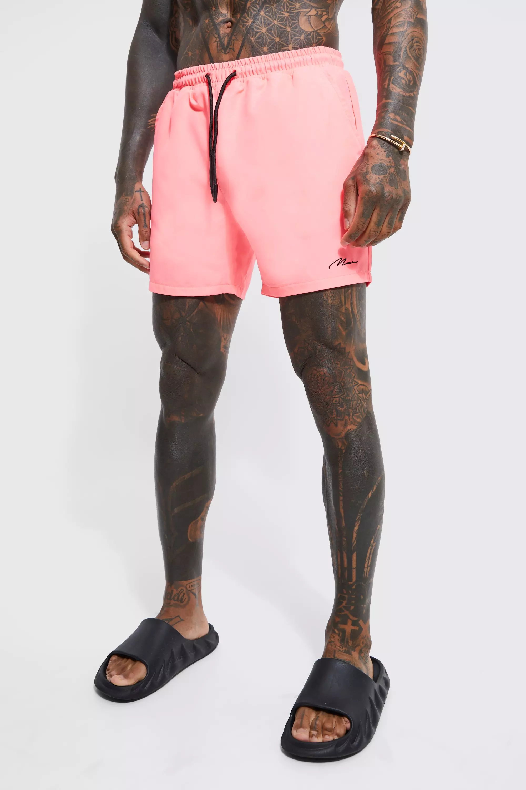Neon-pink Man Signature Middellange Zwembroek alternatieve afbeelding
