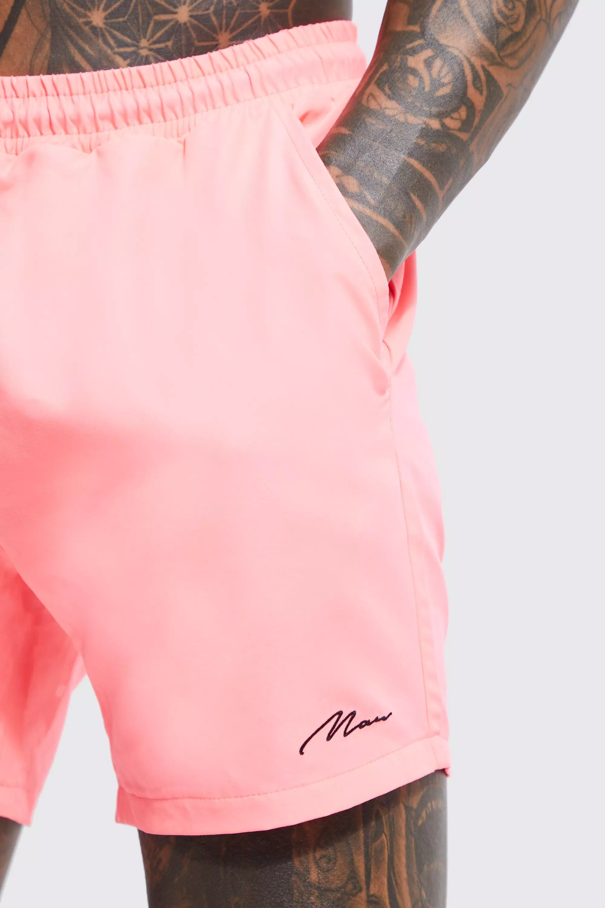 Neon-pink Man Signature Middellange Zwembroek alternatieve afbeelding