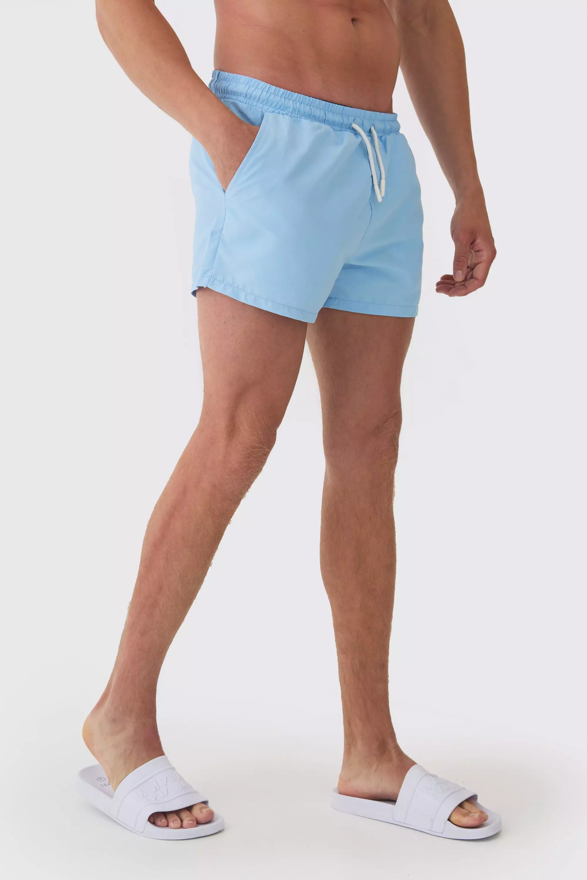 Man Signature Short Length Swim Trunks Light blue