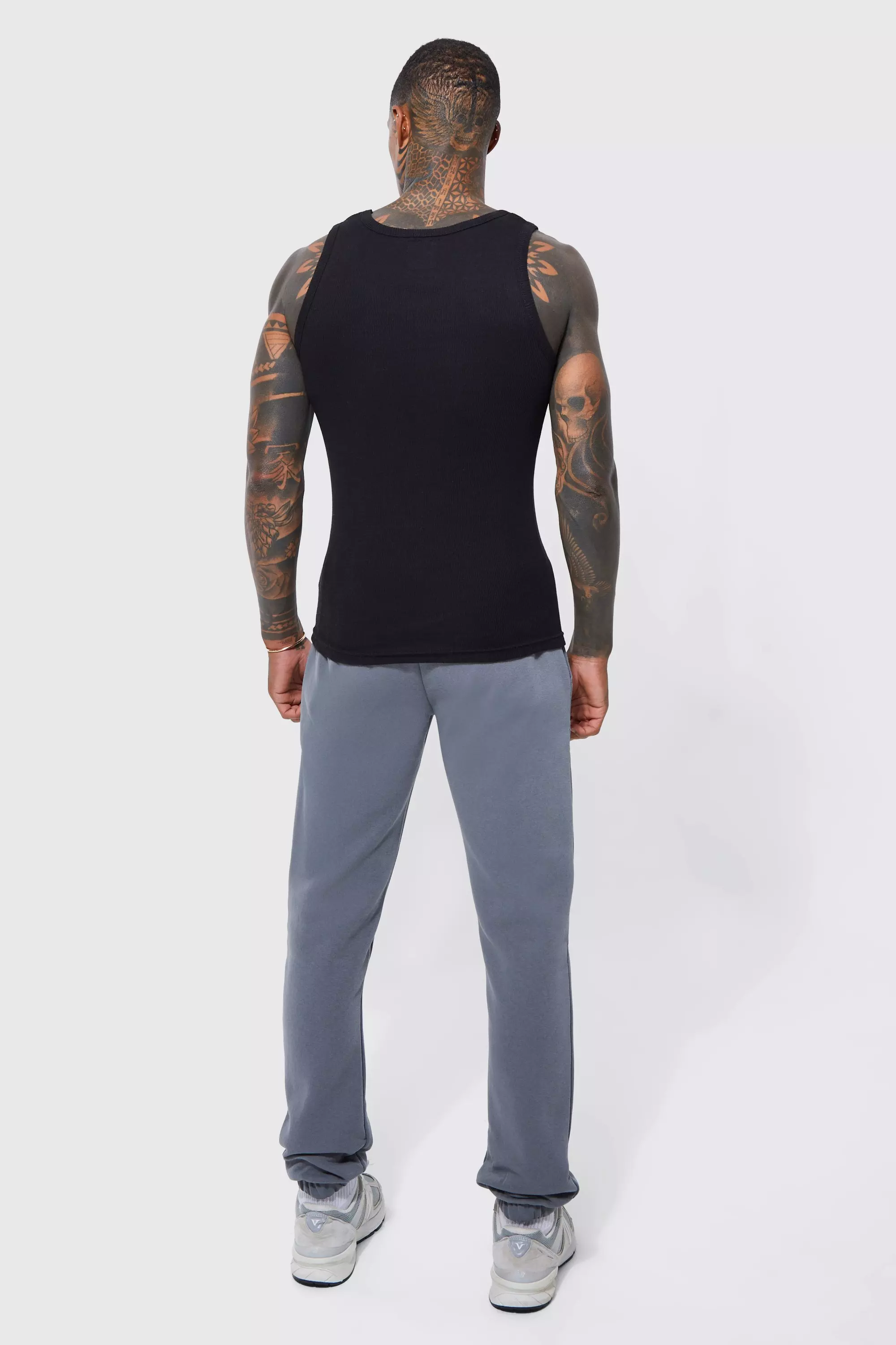 2er-Pack gerippte Muscle-Fit Tanktops, Black alternatives Bild
