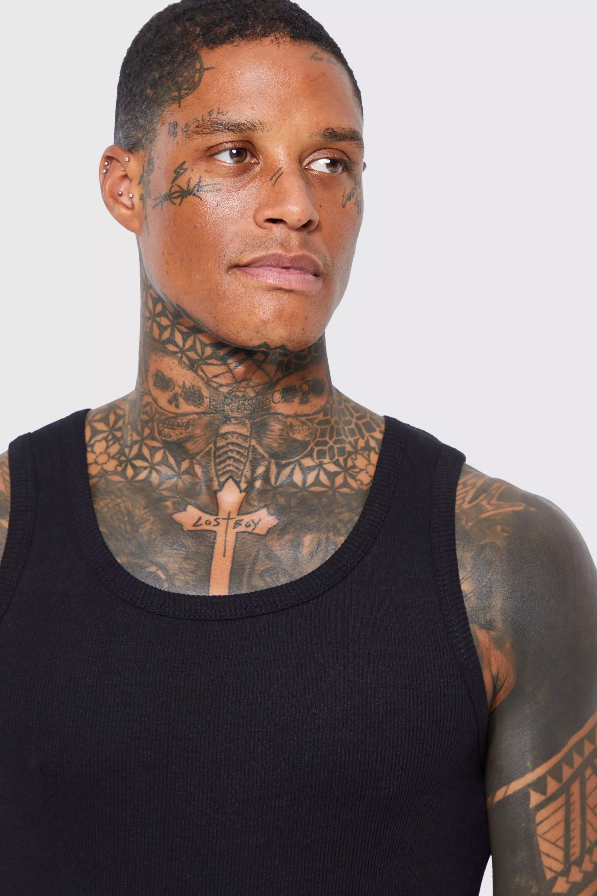 Black Geribbelde Muscle Fit Hemden (2 Stuks) alternatieve afbeelding