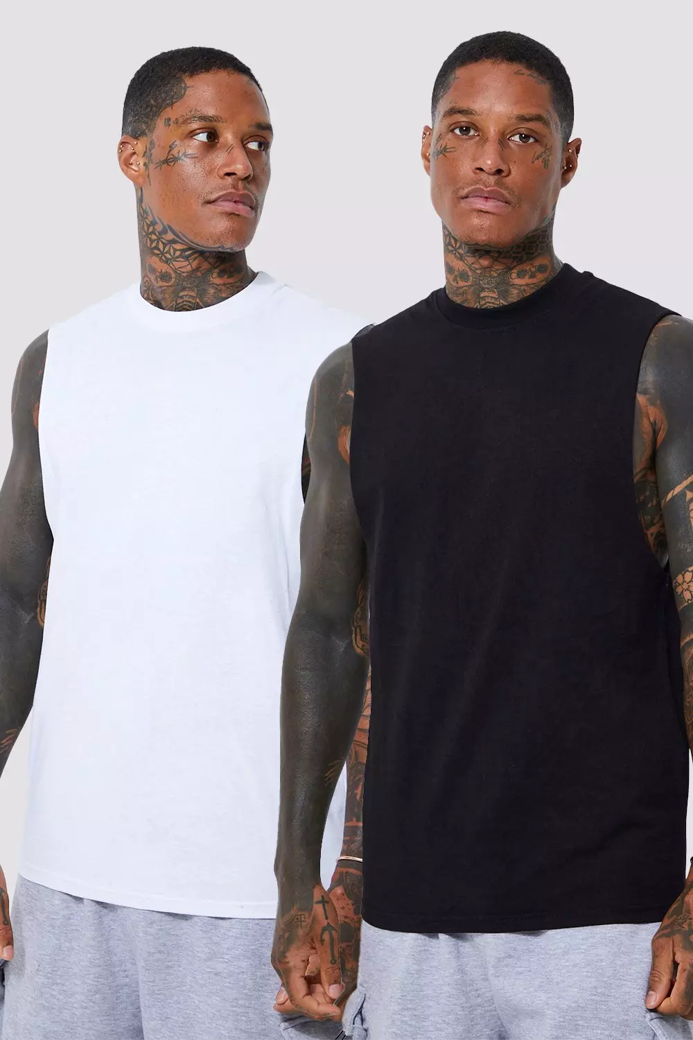 Black Basic Tank Top Met Grote Armgaten (2 Stuks) alternatieve afbeelding