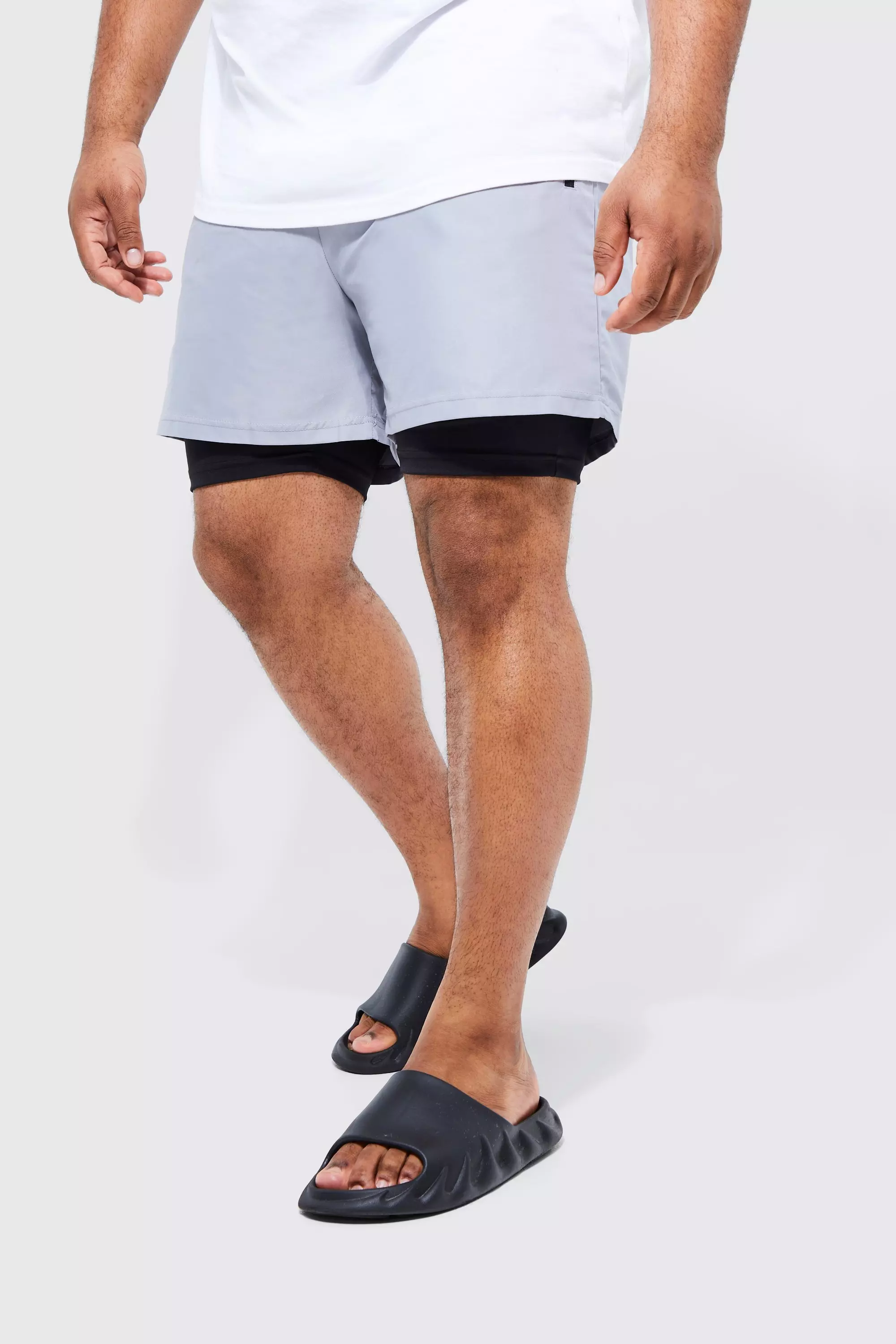 Plus 2in1 Mid Length Swim Trunks Grey