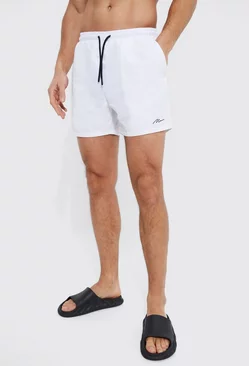 Tall Man Signature Short Length Swim Shorts White