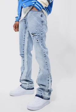 Slim Flare Distressed Panel Jeans Ice blue
