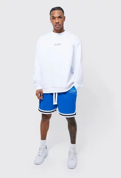Oversized Ofcl Sweatshirt Mesh Short Tracksuit Cobalt