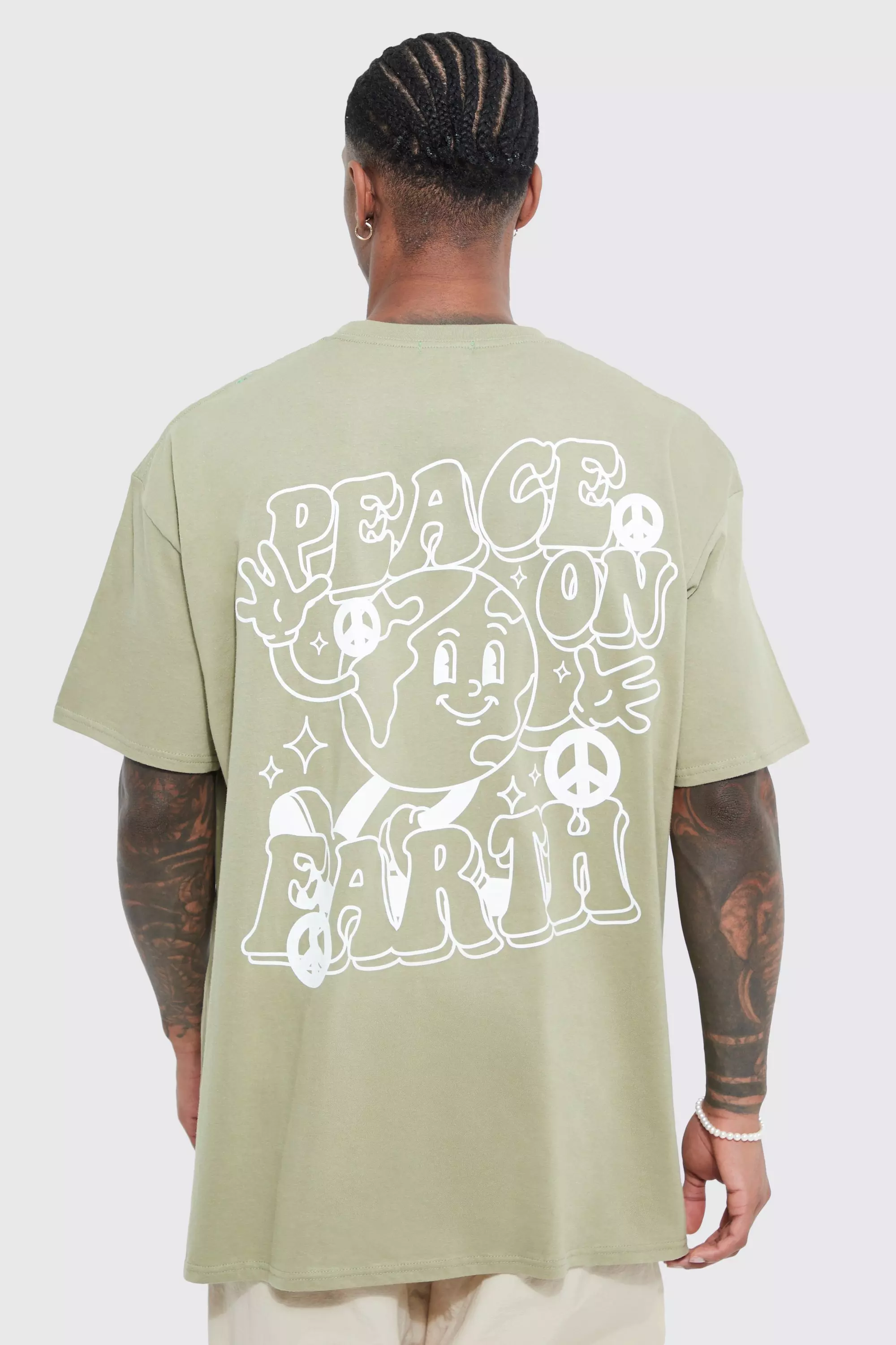 Green Peace On Earth T-Shirt Met Print alternatieve afbeelding
