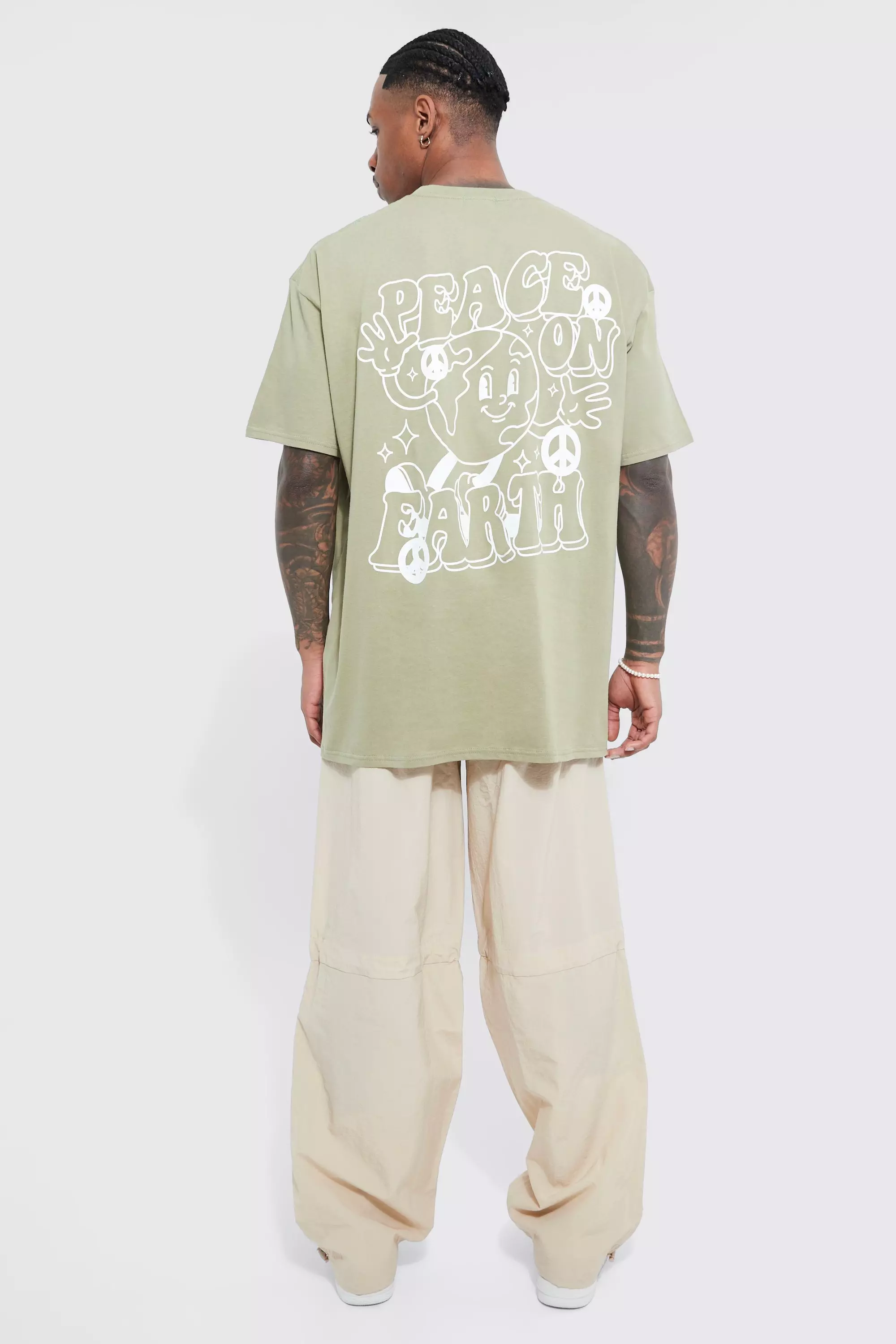 Green Peace On Earth T-Shirt Met Print alternatieve afbeelding