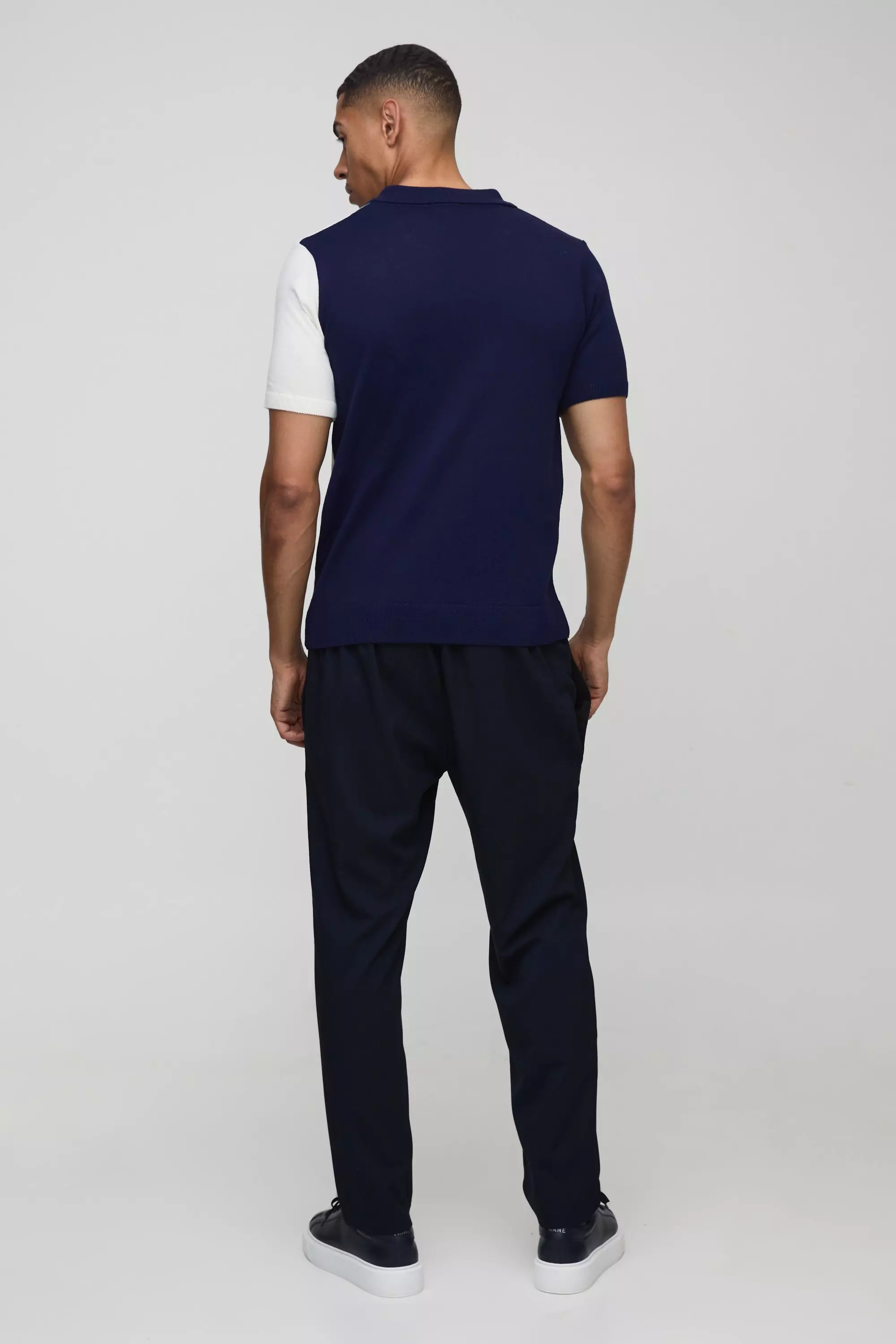 Gestreiftes Colorblock Strick-Poloshirt, Navy alternatives Bild