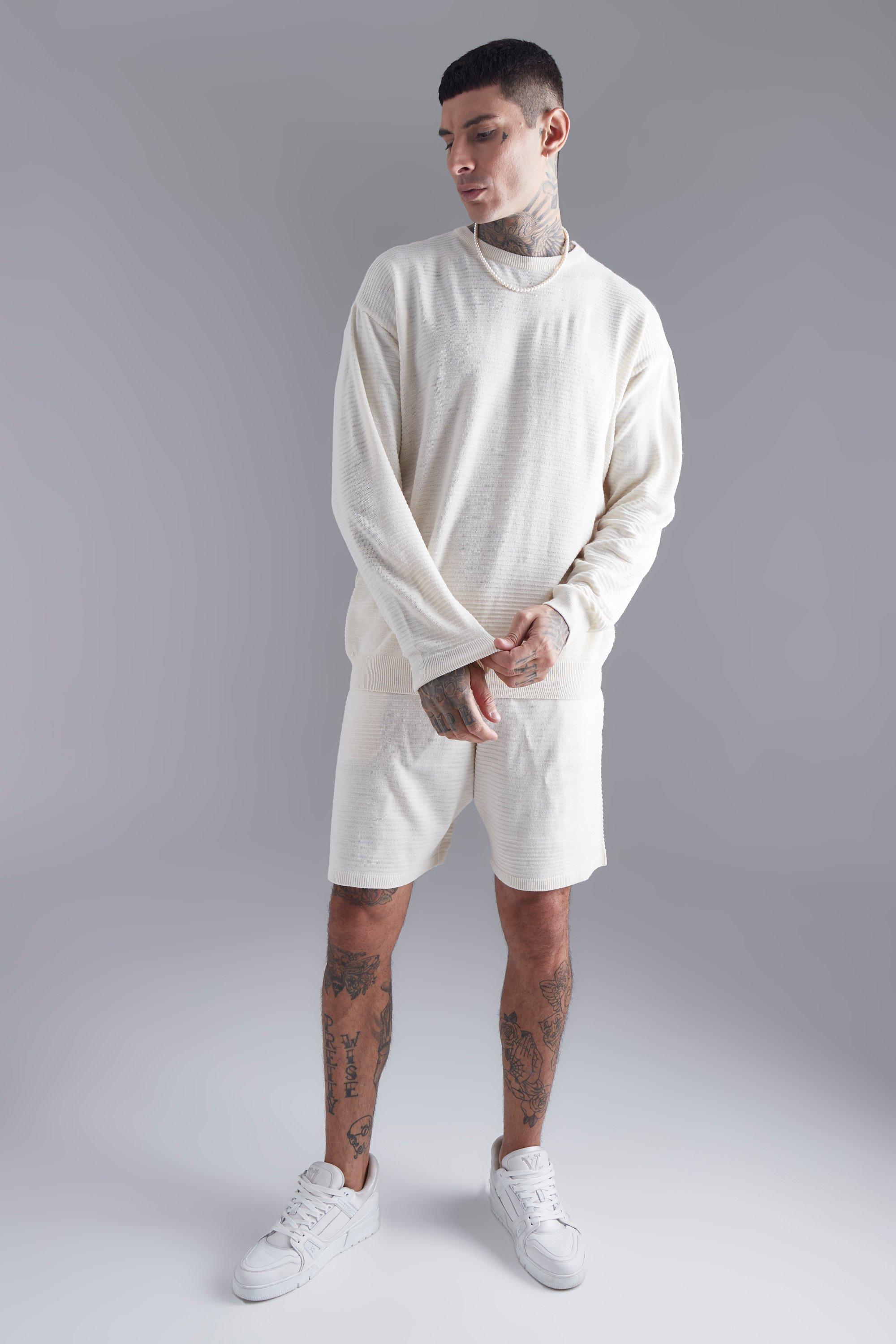 boohooMAN Men's Oversized Knitted Sweater and Short