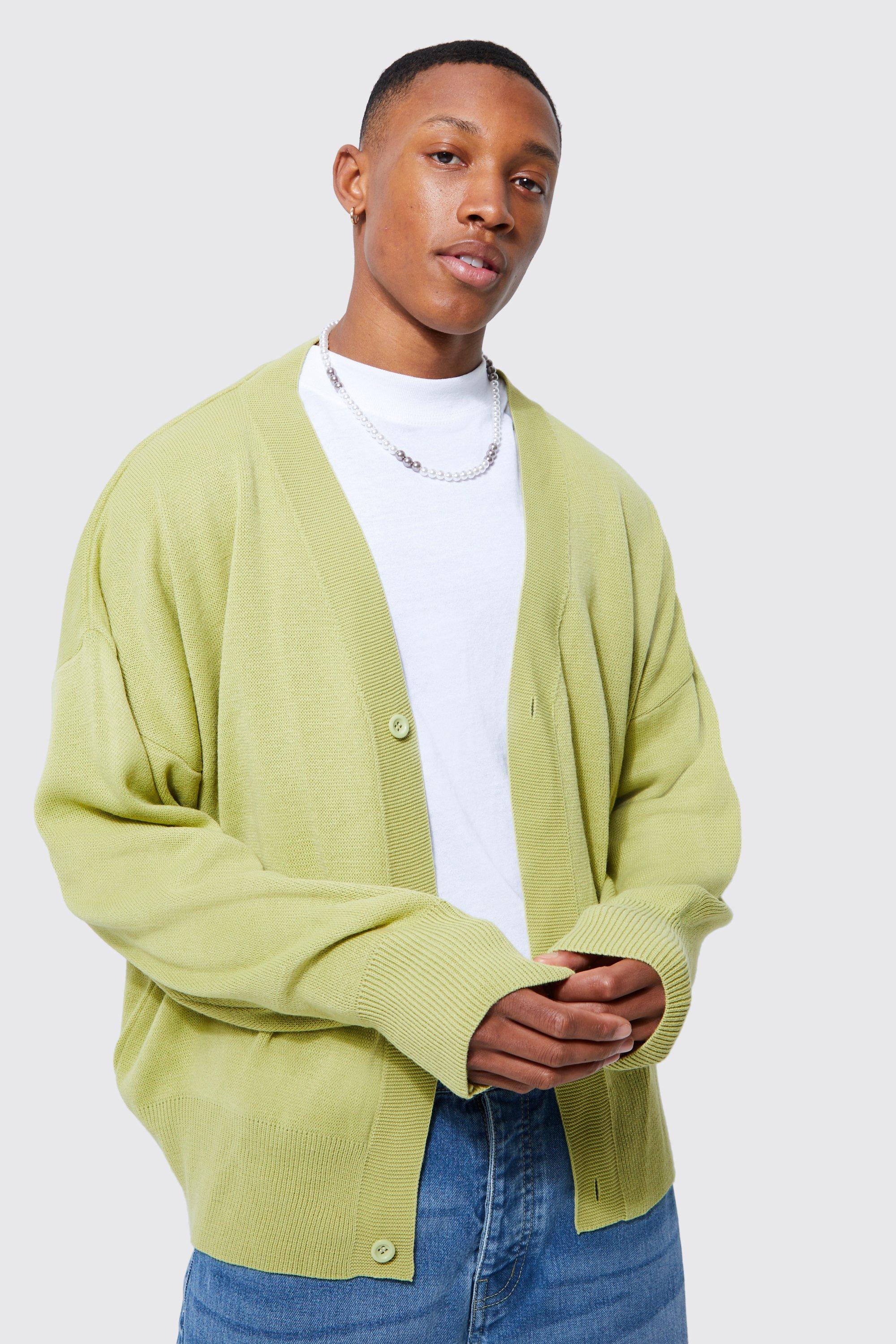 Brushed Boxy Dropped Shoulder Cardigan boohooMAN USA