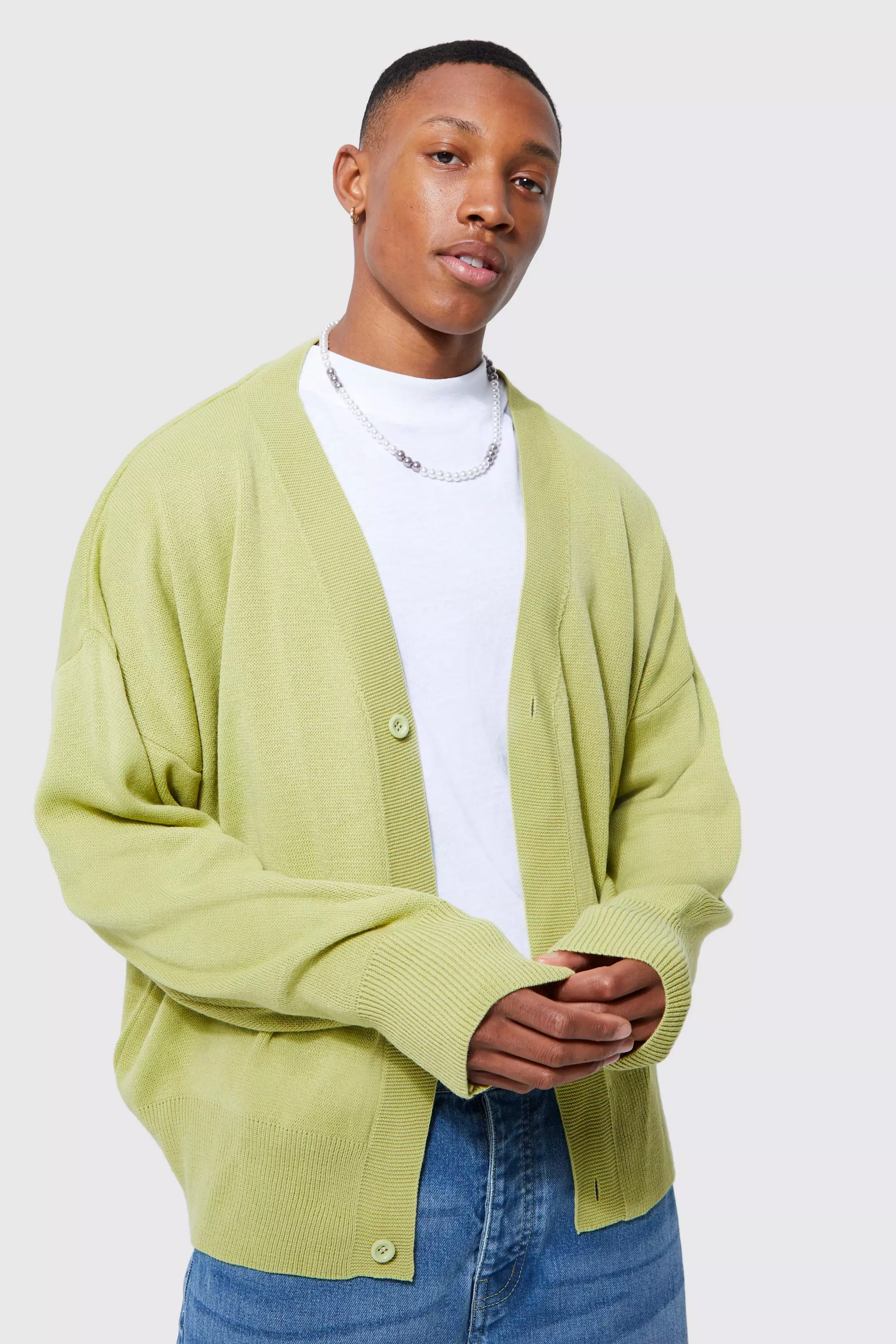 Brushed Boxy Dropped Shoulder Cardigan