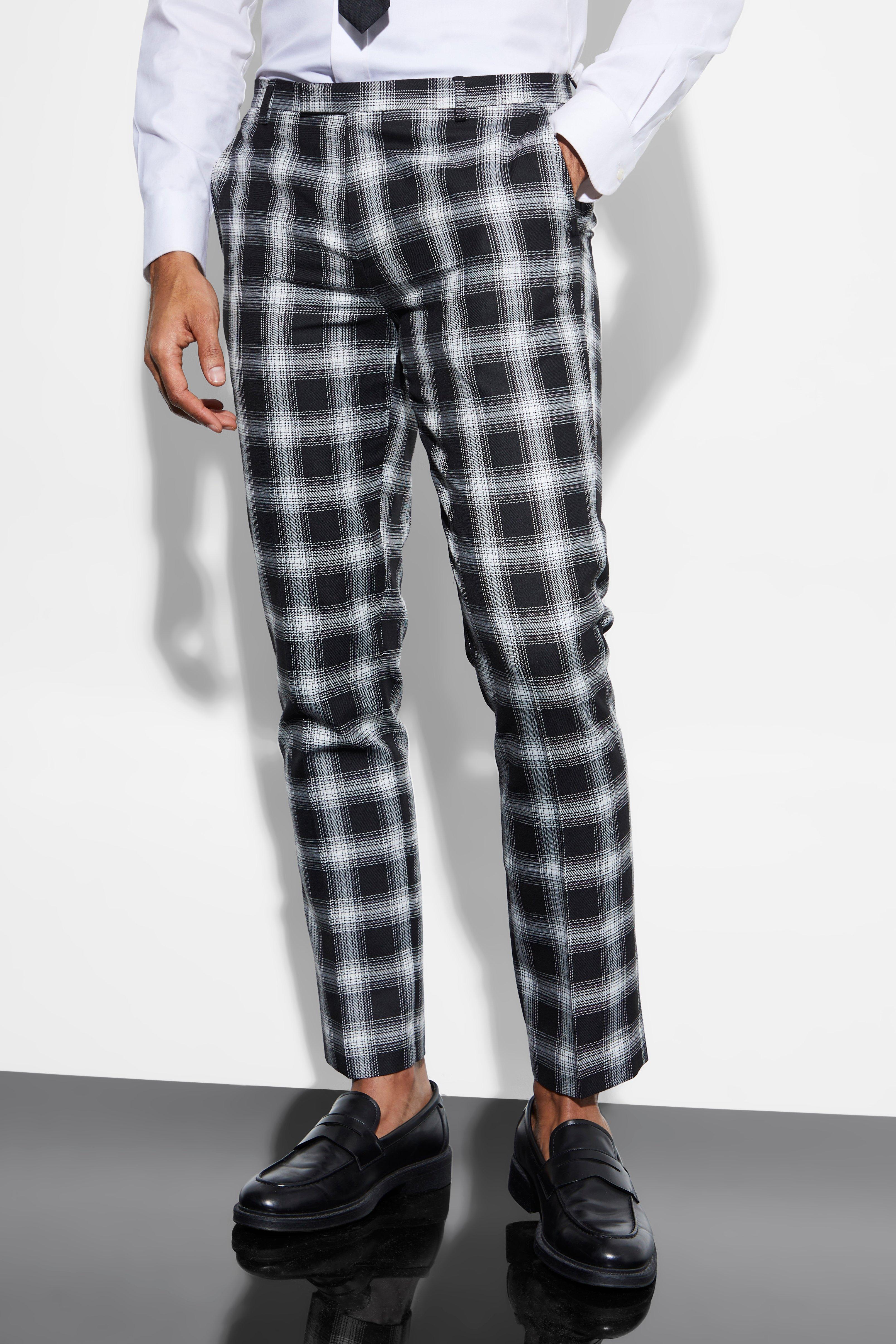 BLACK SLIM-FIT GENTLEMEN PLAID PANTS – WearManStyle