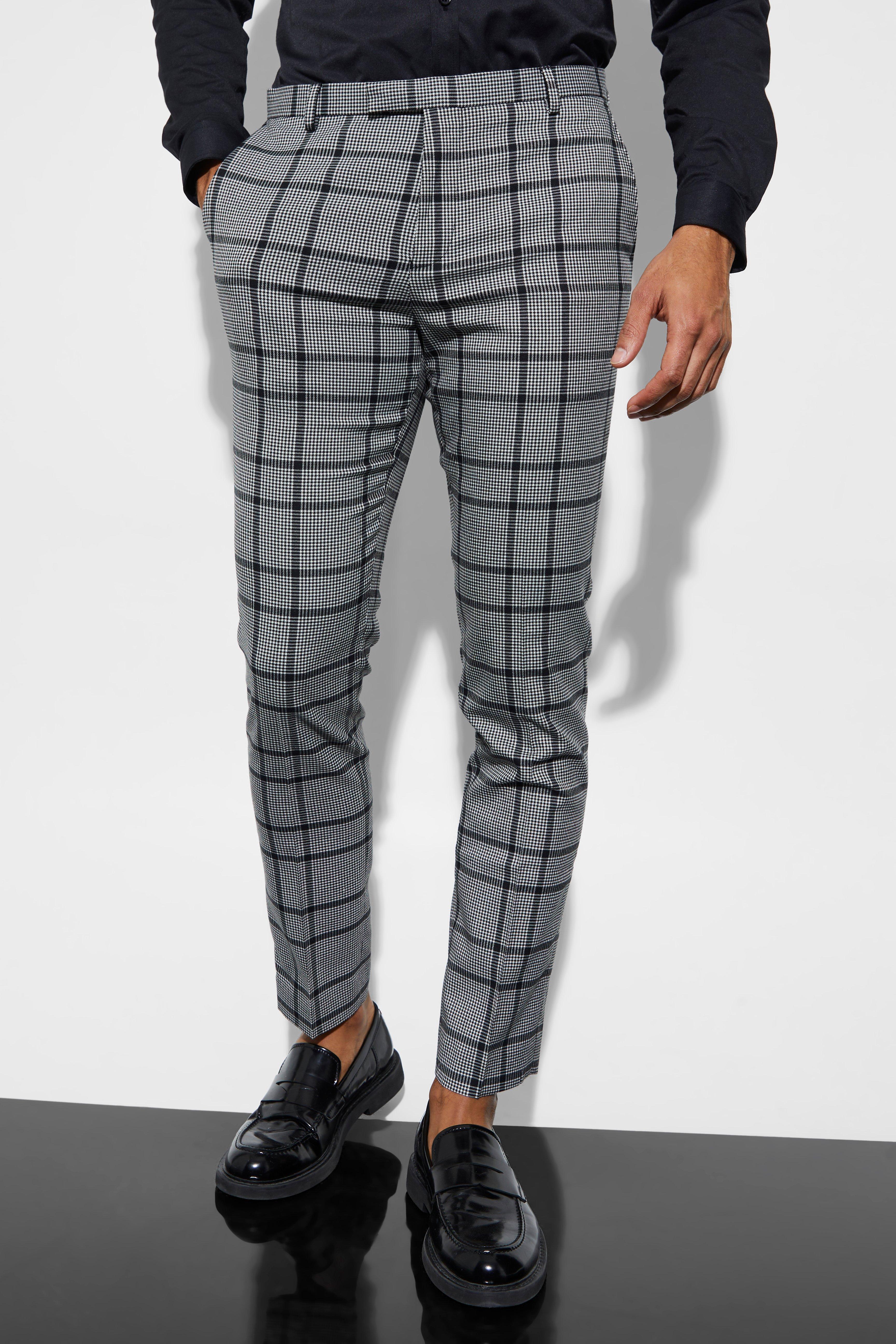 Grey checkered pants on sale mens