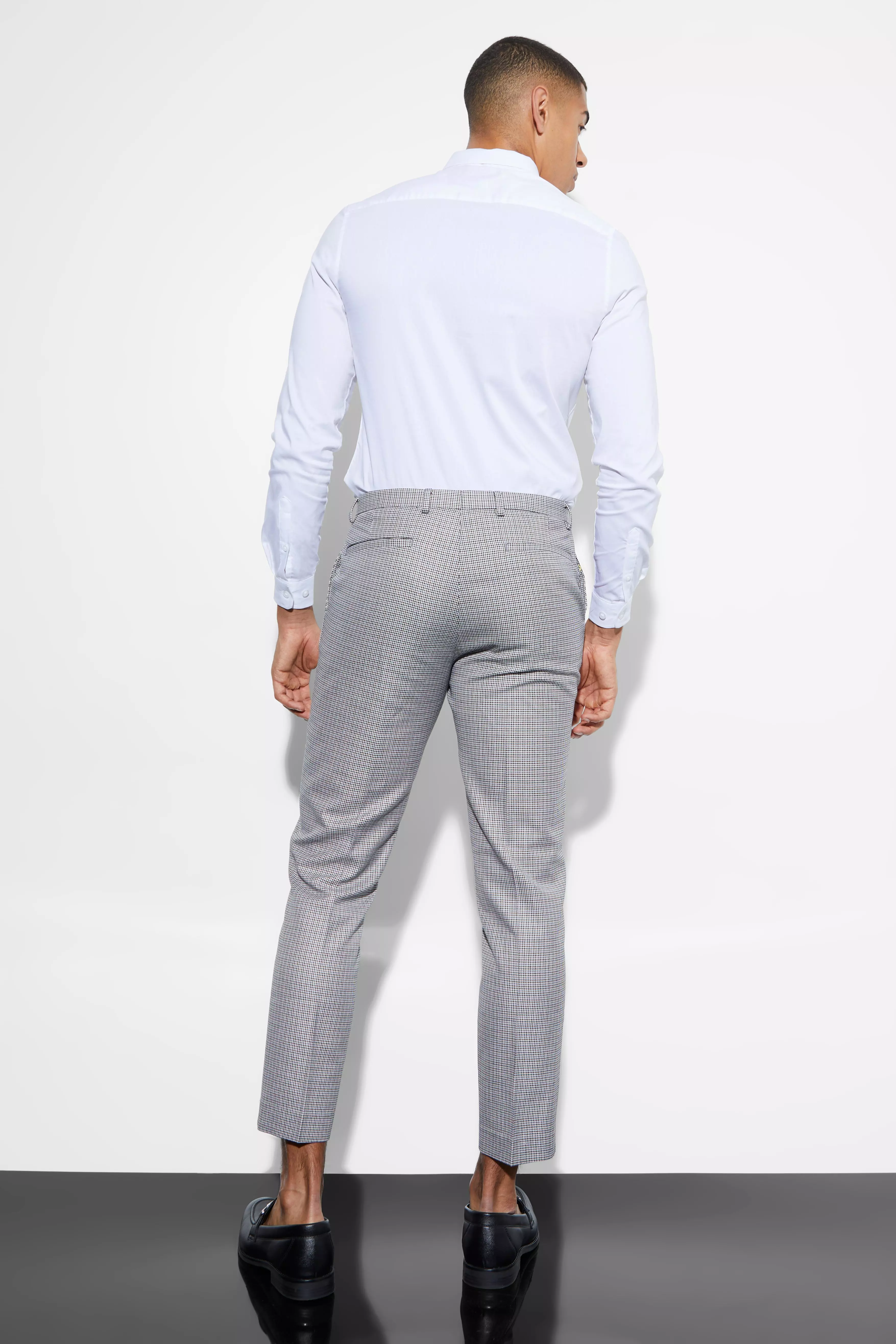 Navy Slim Dogstooth Crop Suit Pants alternative image
