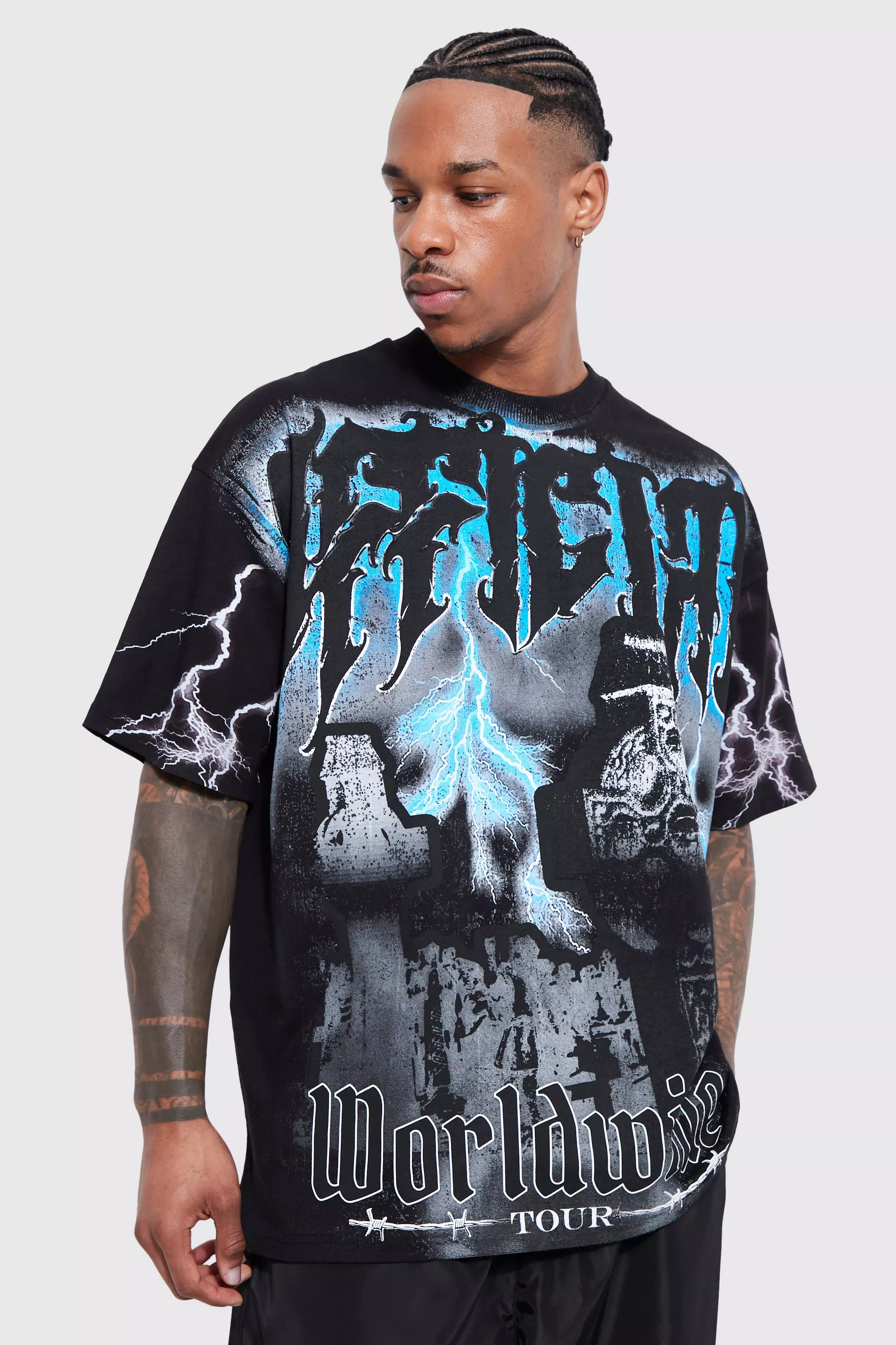 Black Oversized Official Gravestone T-Shirt Met Print alternatieve afbeelding
