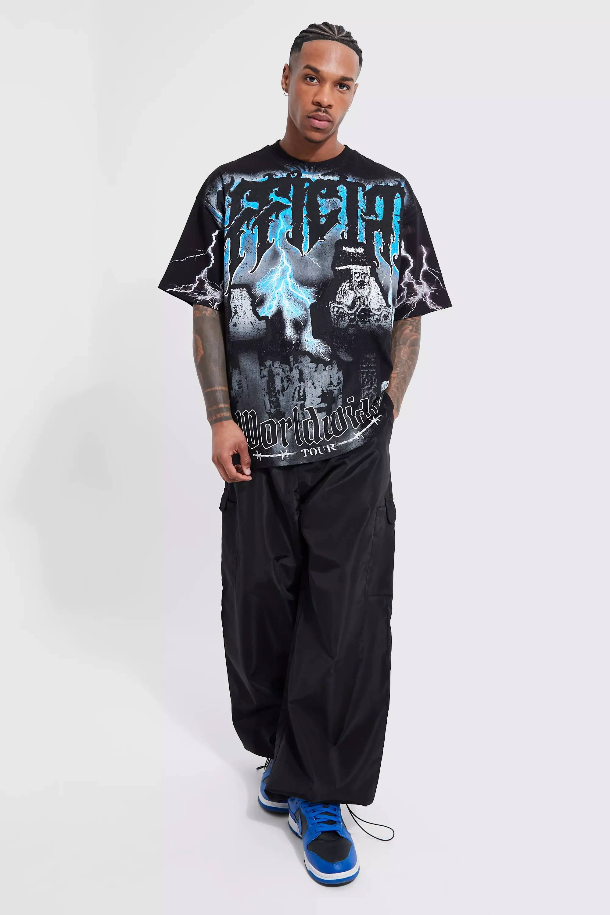 Black Oversized Official Gravestone T-Shirt Met Print alternatieve afbeelding