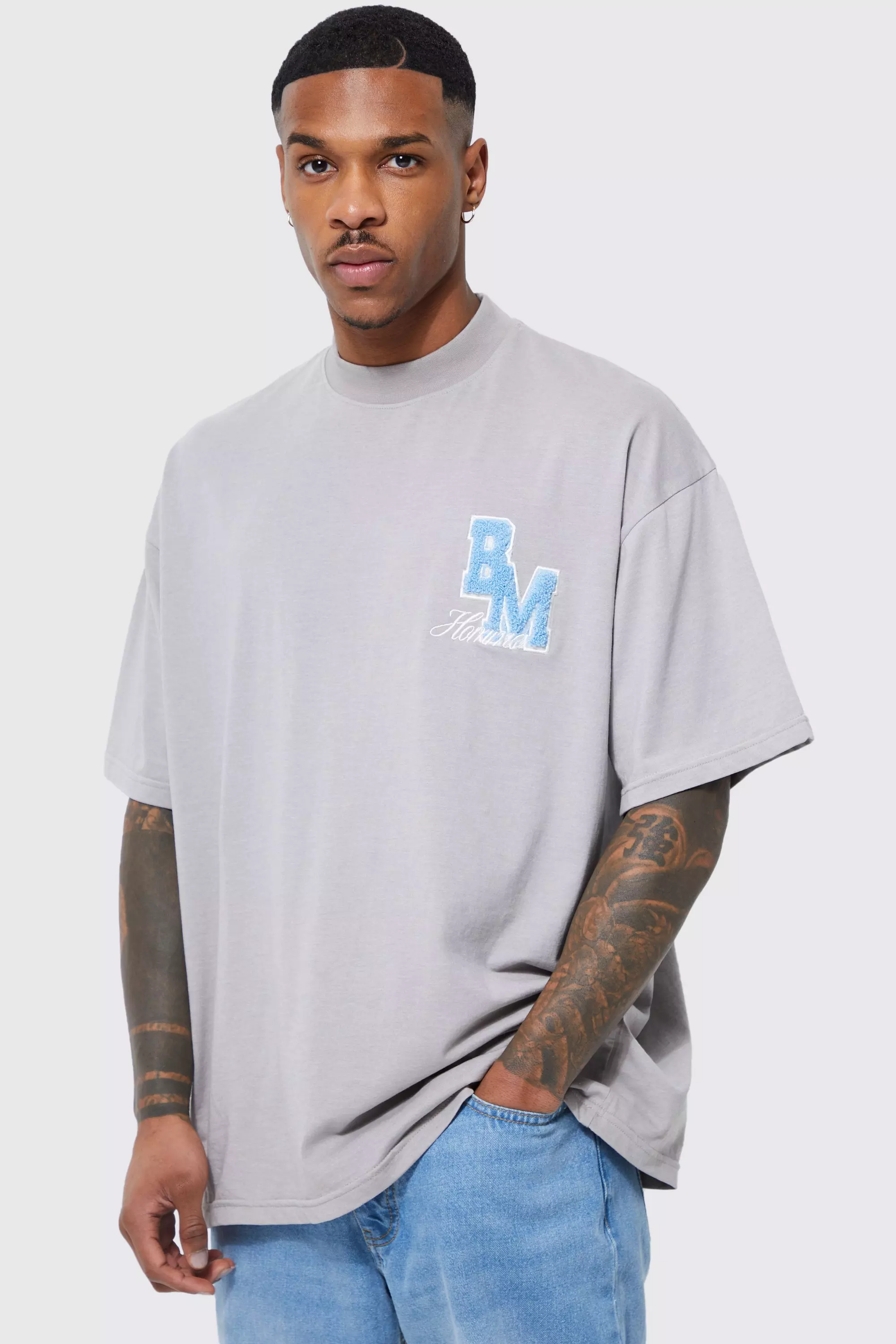 boohooMAN Men's Oversized Boston Varsity T-Shirt